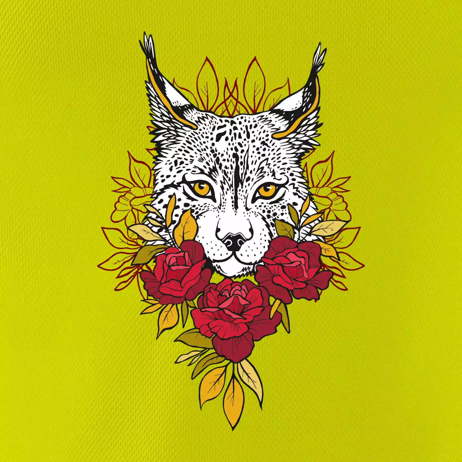 Rys s červenými ružami (Pecka design)