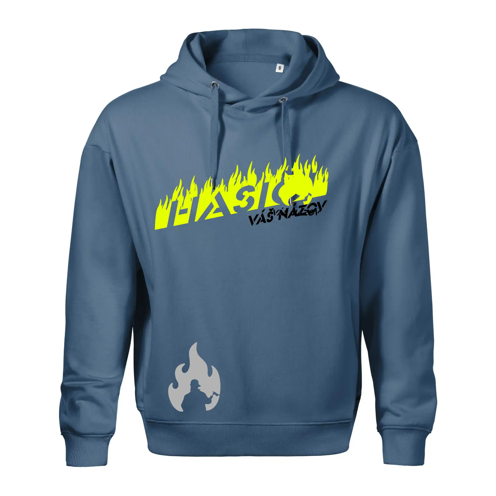 Originálne tričká pre hasičov - Hasiči - oheň - Váš názov - Oversized mikina pánska Moon - kratšia + širšia