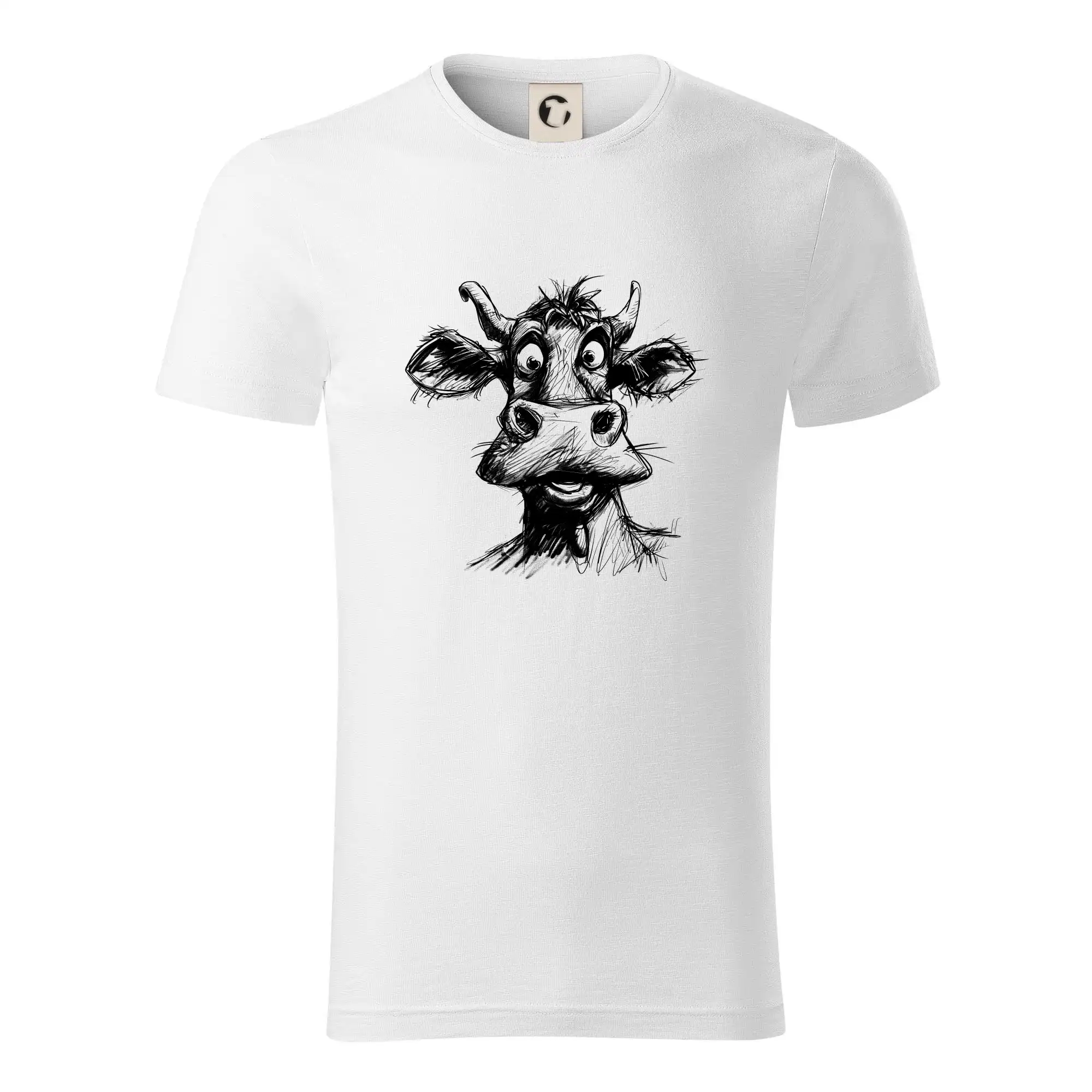 Černobílá karikatura světlá kráva hlava