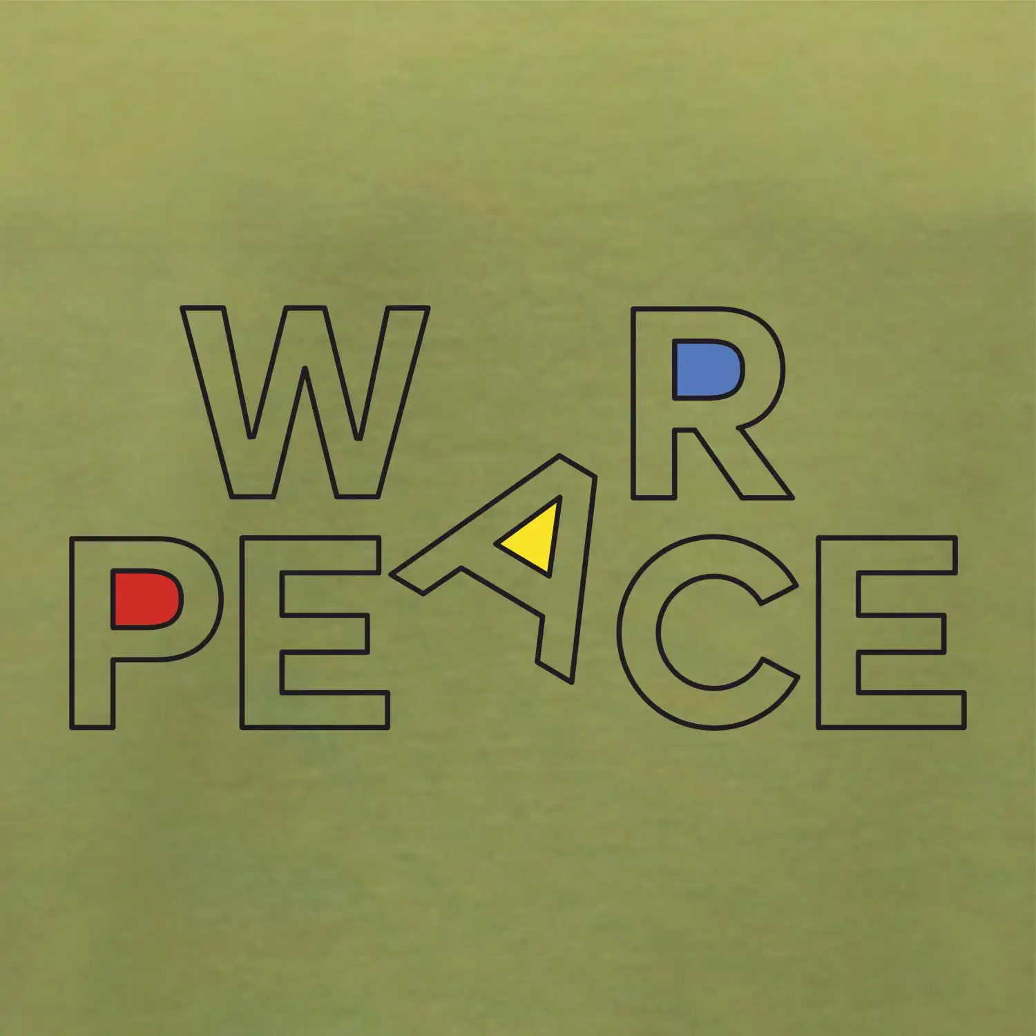 War, peace - barevný nápis