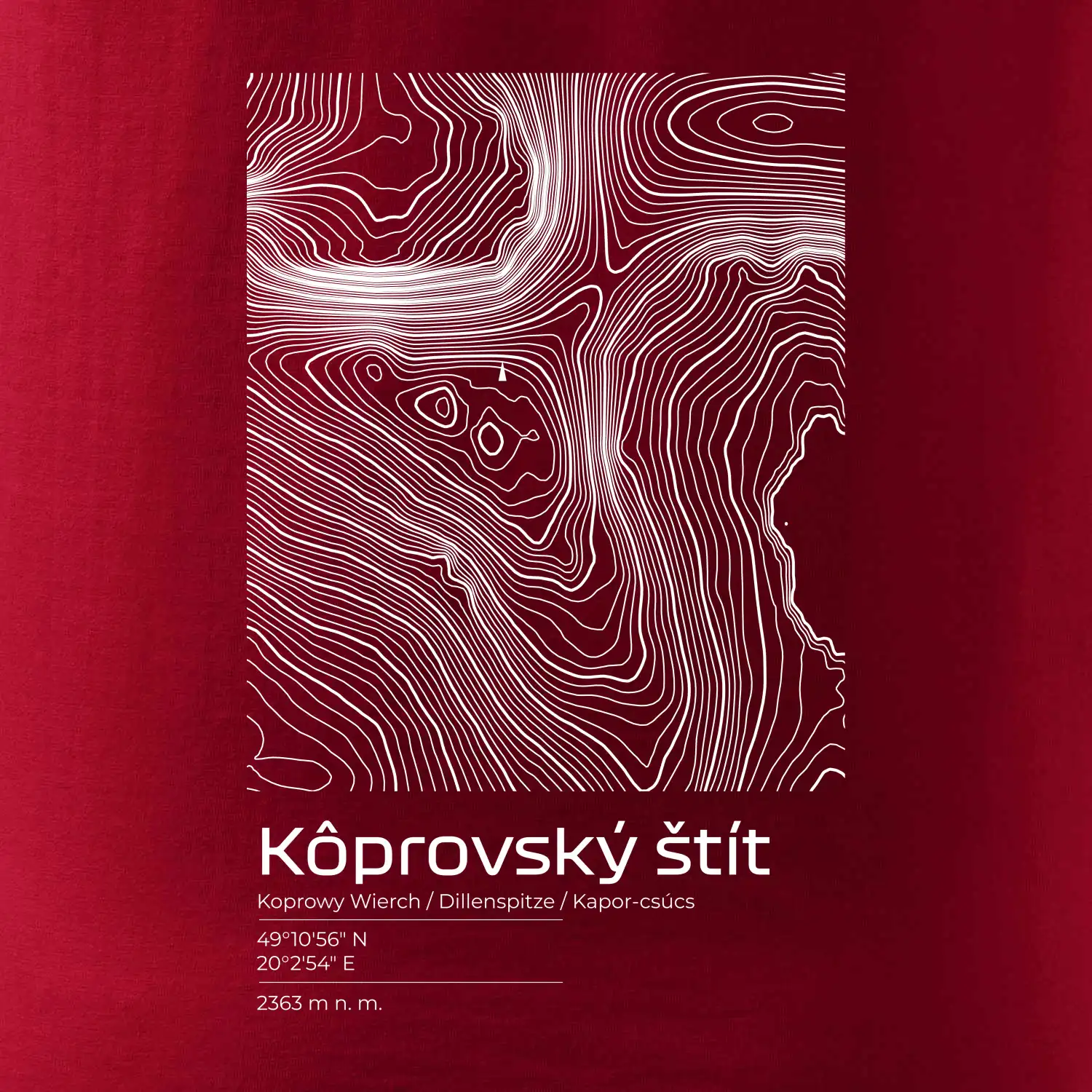 Kôprovský štít - vrstevnice v obdélníku