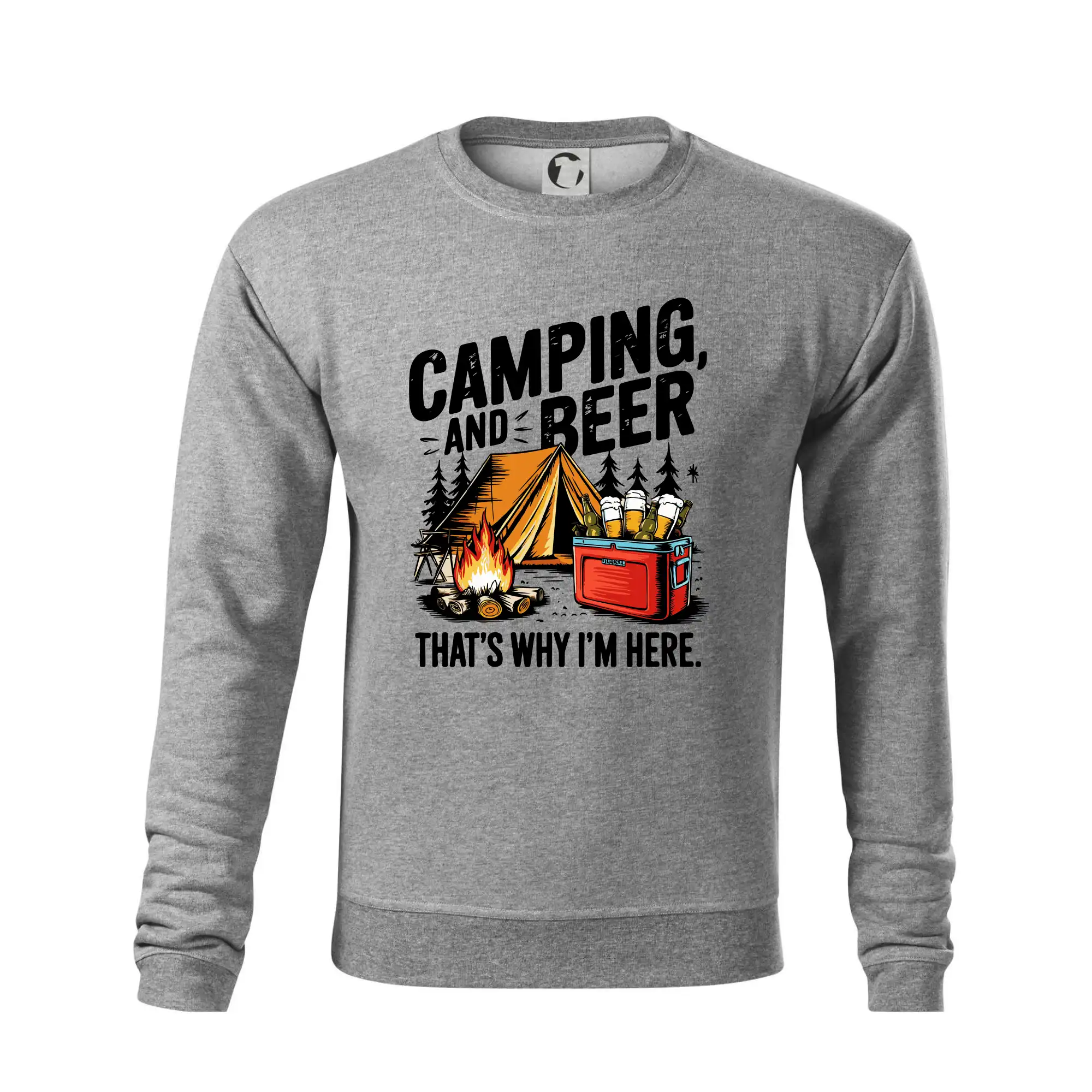 Černý nápis nápis Camping and beer