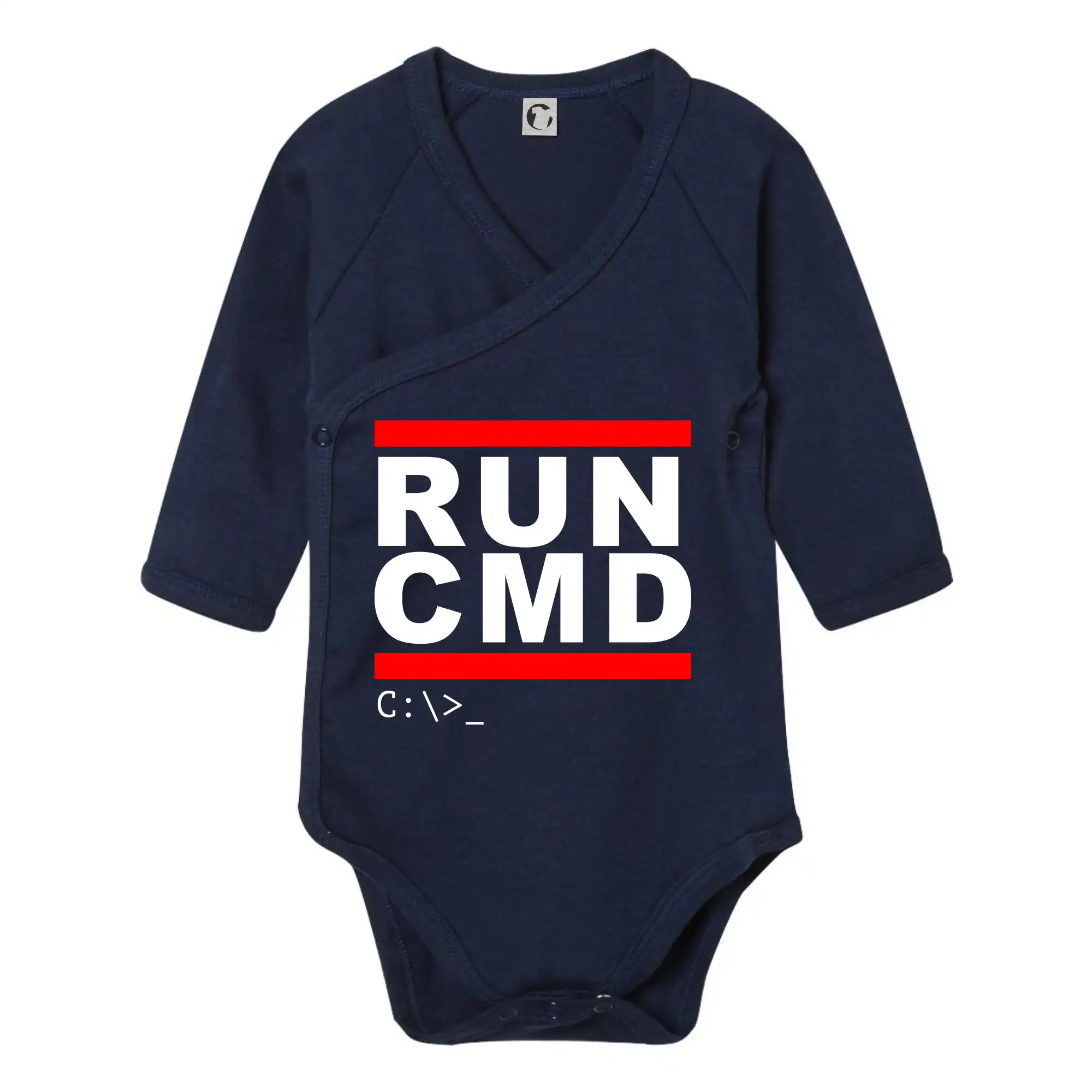 Tričká pre ajťákov - Run CMD - Body zavinovacie s dlhým rukávom