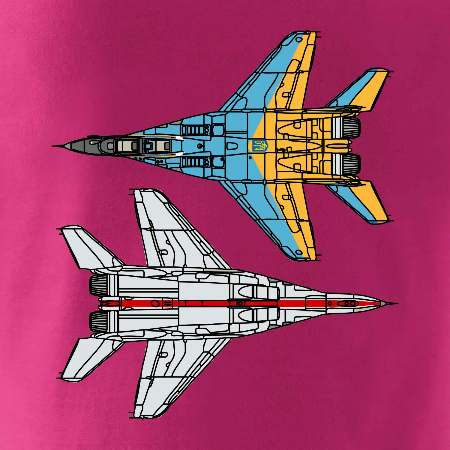 Mig 29 Fulcrum ze spoda a ze zhora