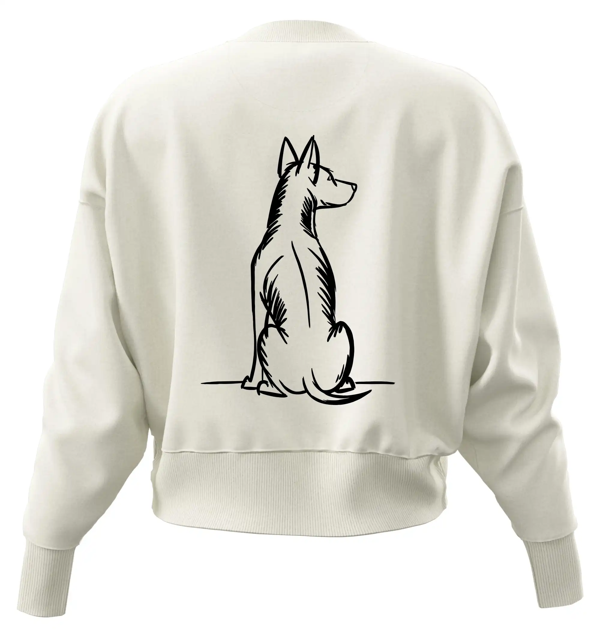 Pes kreslený zezadu