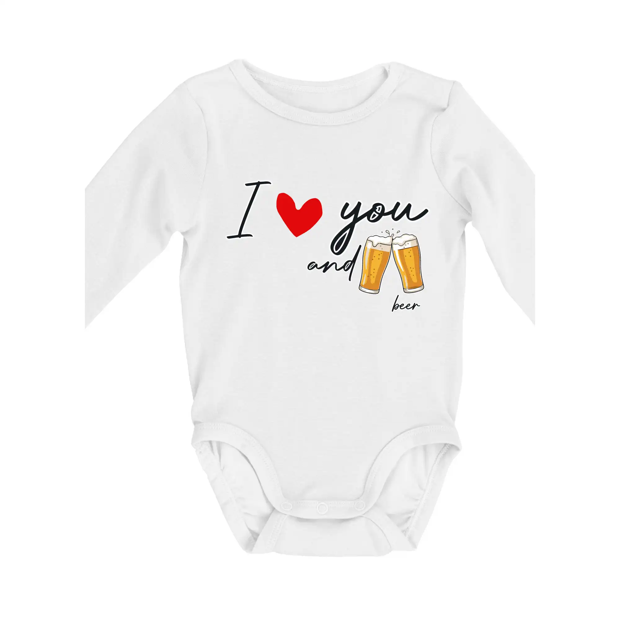 Vtipná tričká pre pivárov - I love beer and beer - Body dojčenské s dlhým rukávom