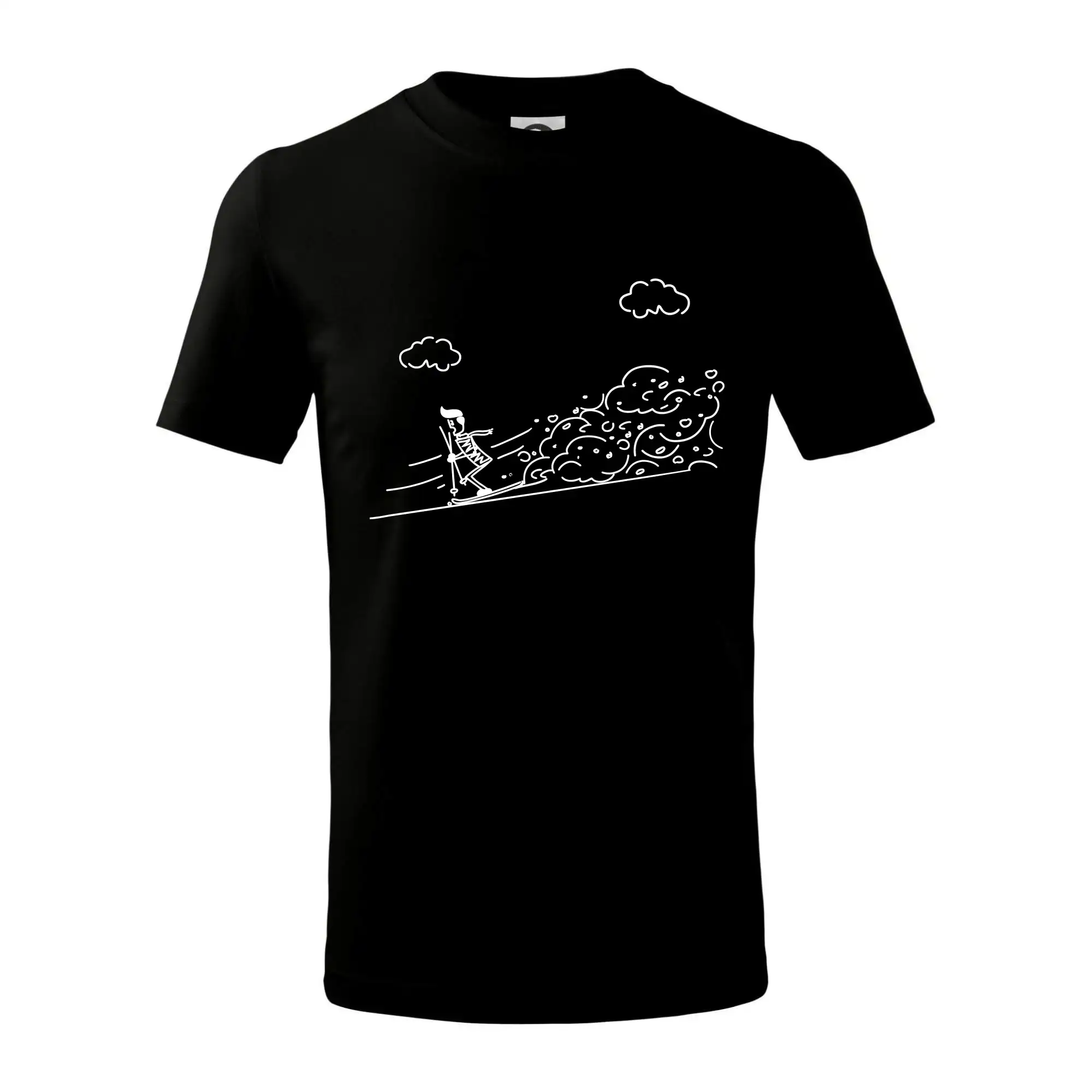 Kreslený lyžař na horách