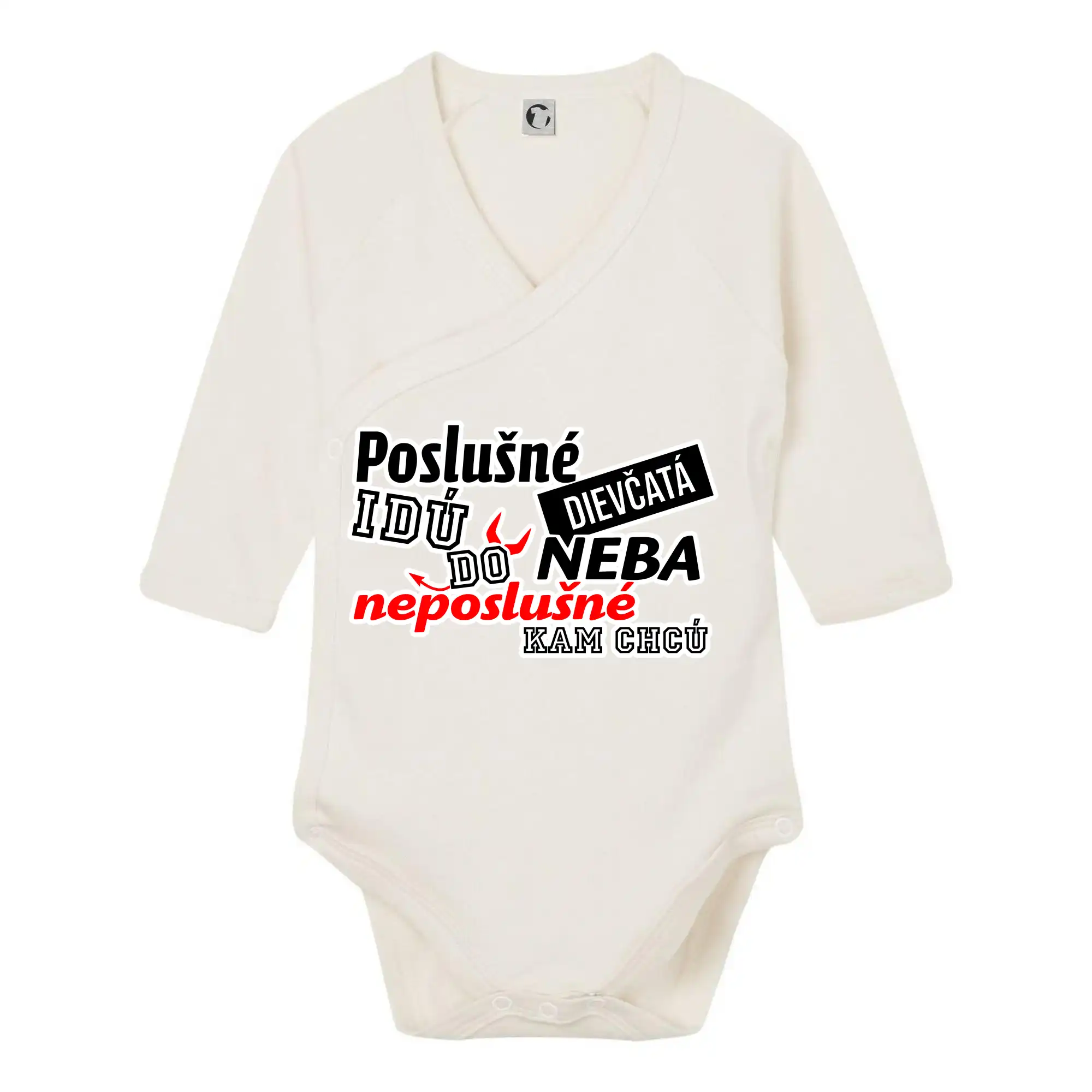 Tričká na párty - Poslušné dievčata idú do neba - Body zavinovacie s dlhým rukávom