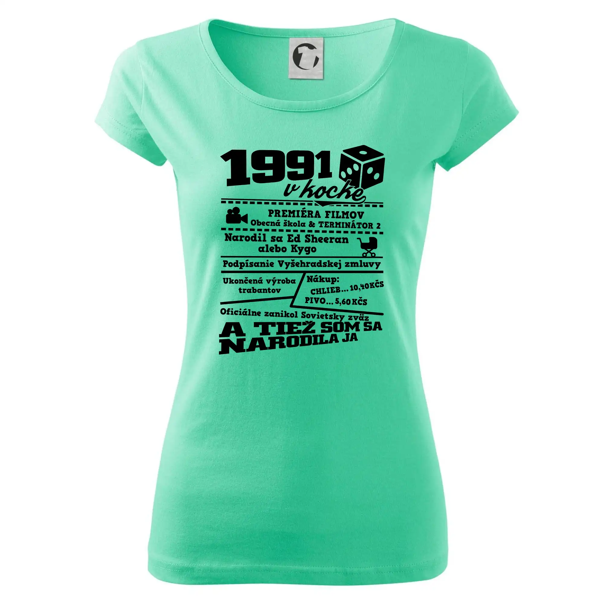 Trička s ročníkom 1991 - 1991 v kocke - Dámske tričko Pure