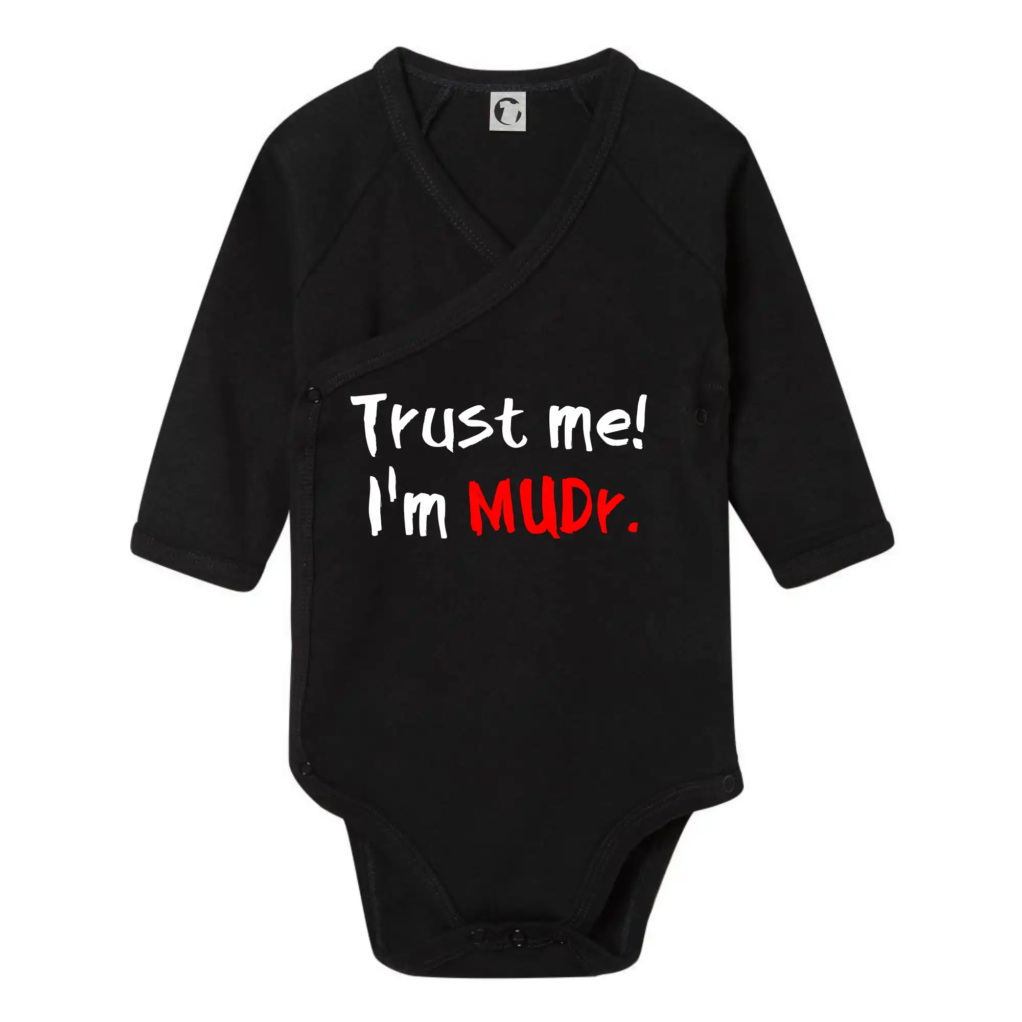 Tričká na ukončenie štúdia - Trust me I´m  MUDr. / Ver mi som MUDR. - Body zavinovacie s dlhým rukávom