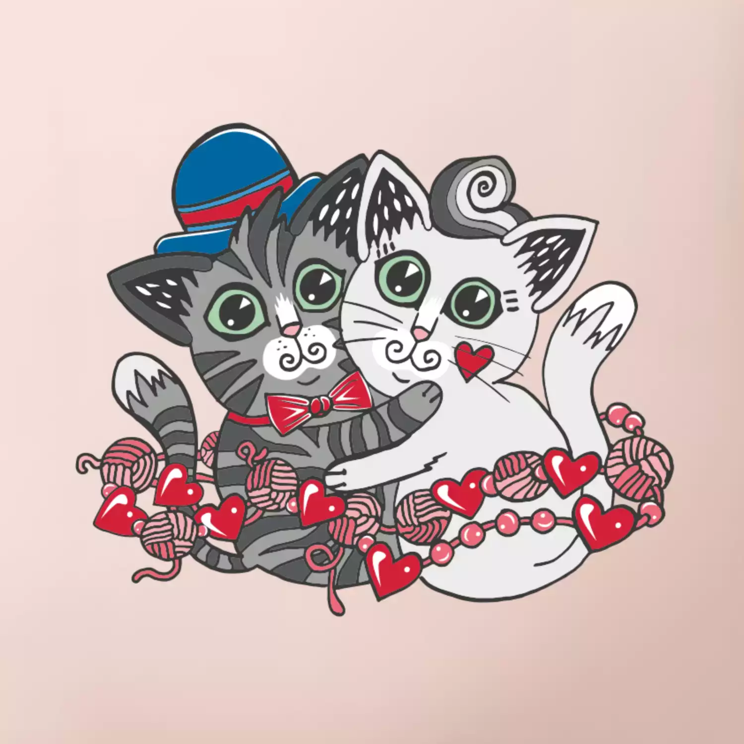 Mačky v objatí (Pecka design)