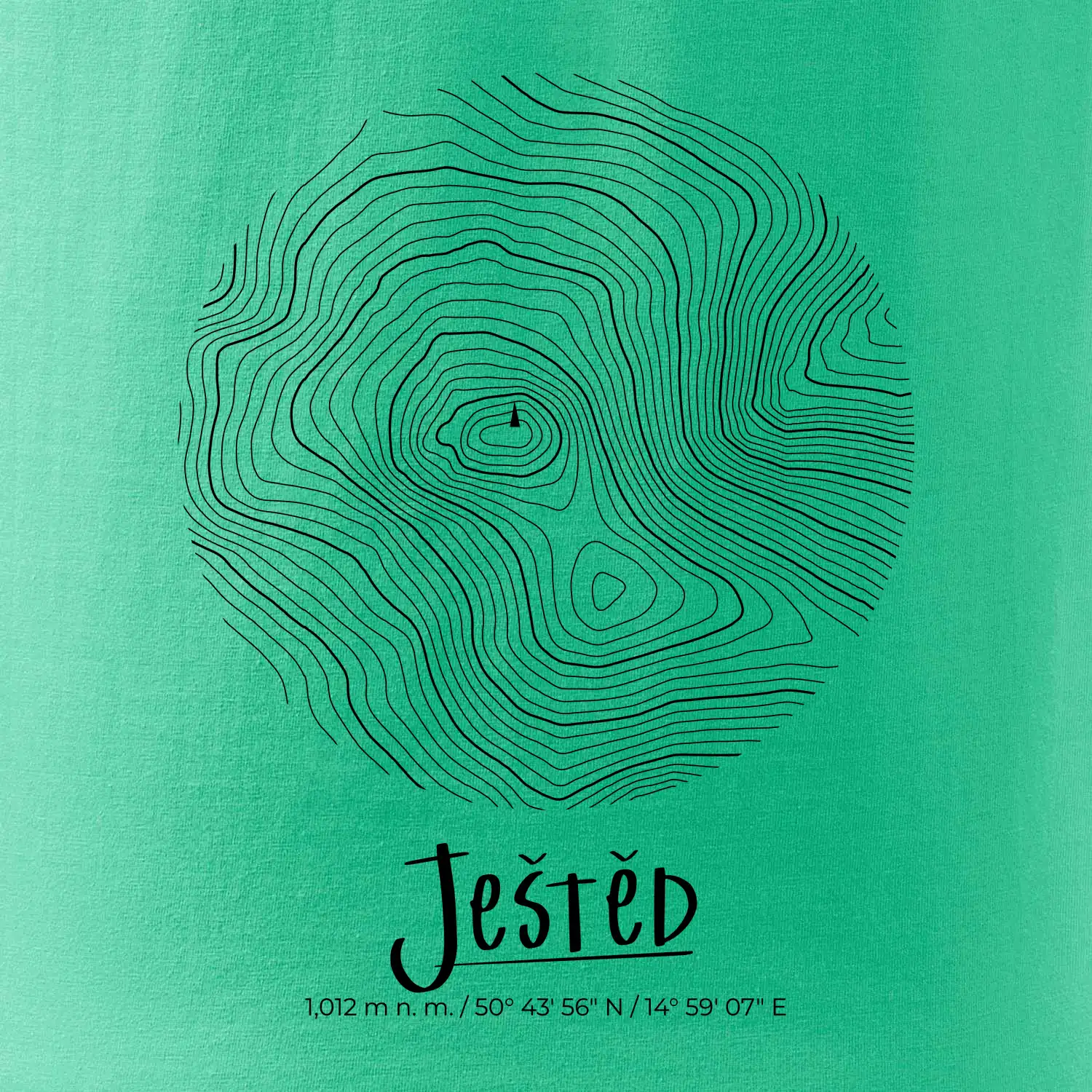 Ještěd - vrstevnice v kruhu