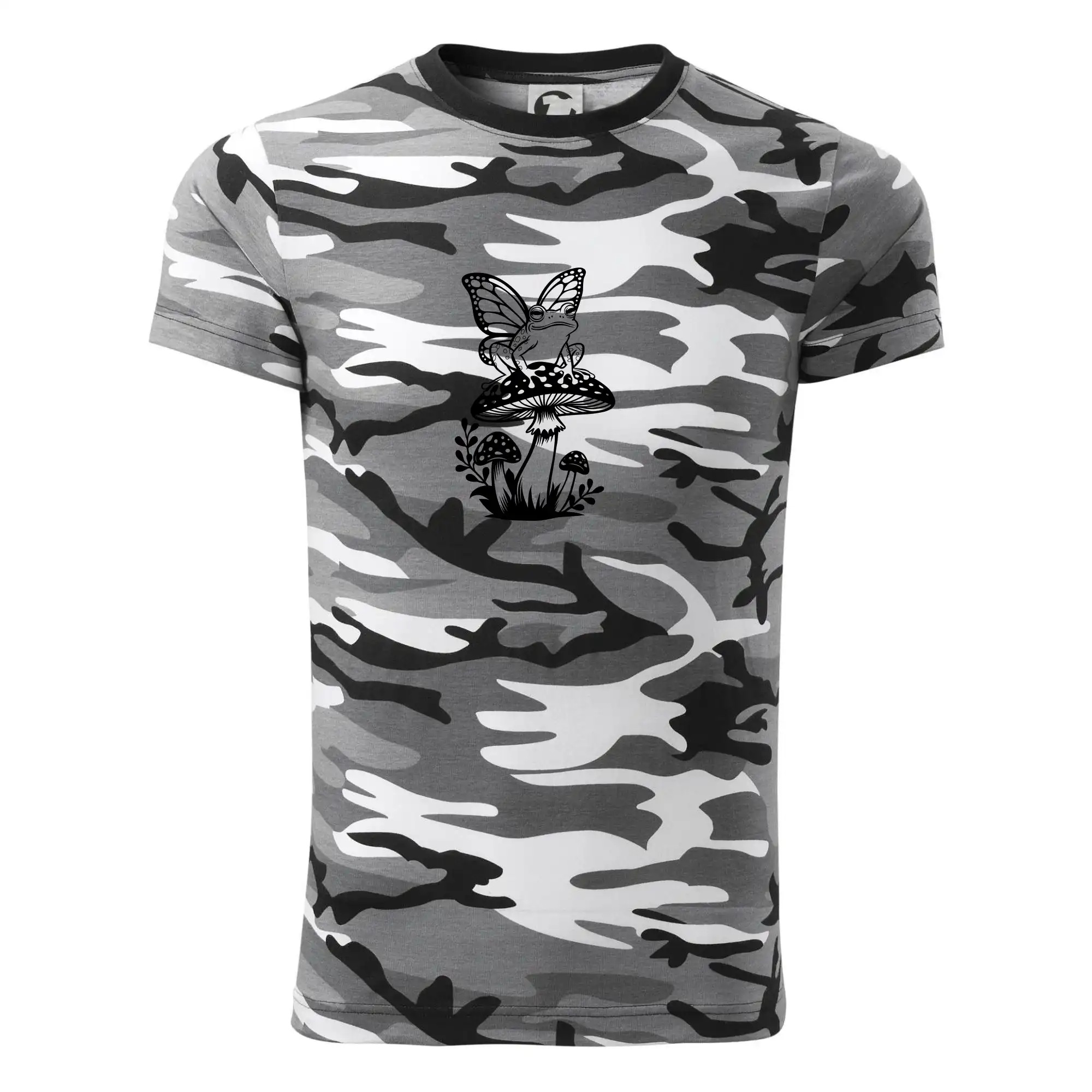 Goblincore černá houba se žábou