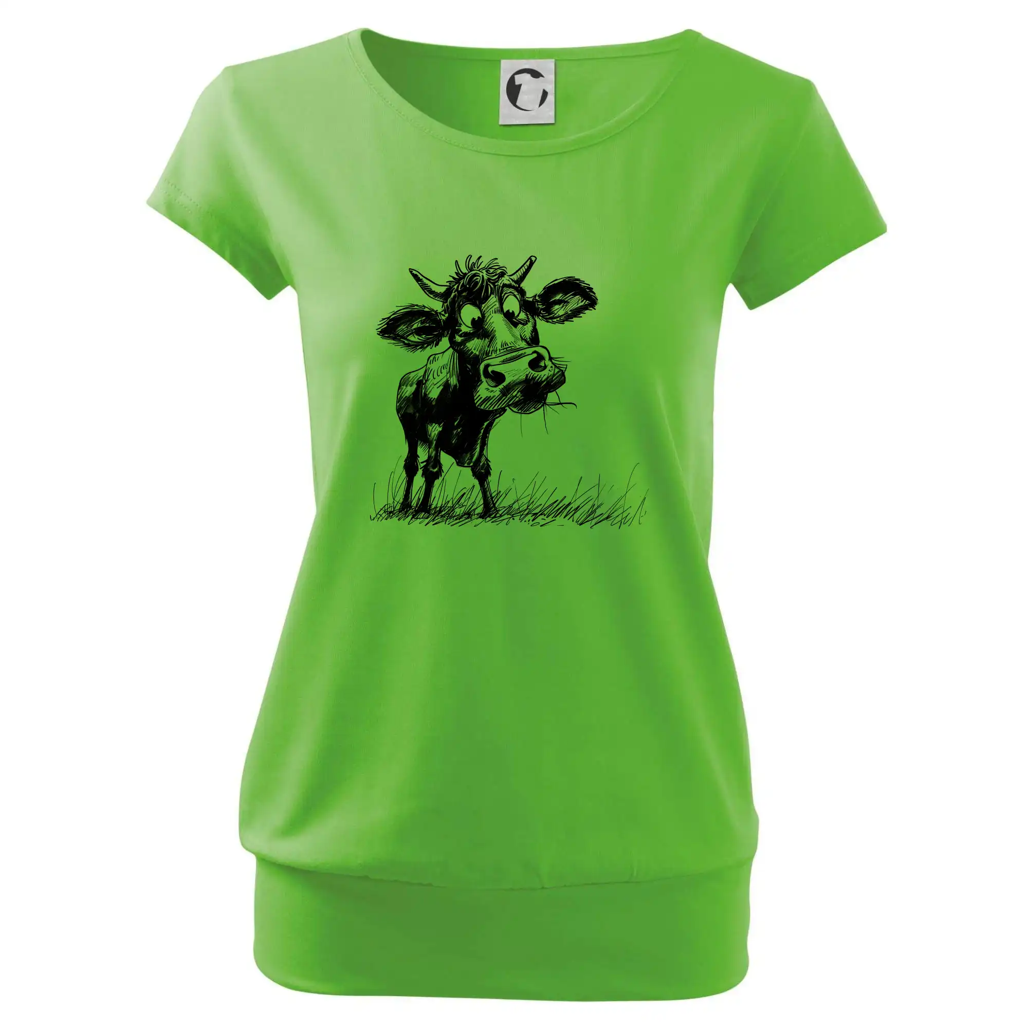 Černobílá karikatura kráva stojící