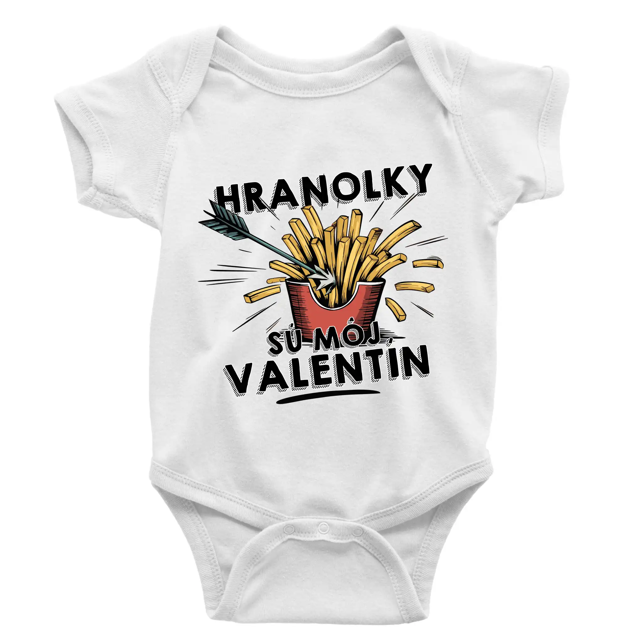 Tričká pre zamilovaných - Hranolky sú môj Valentín - Body dojčenské s krátkym rukávom