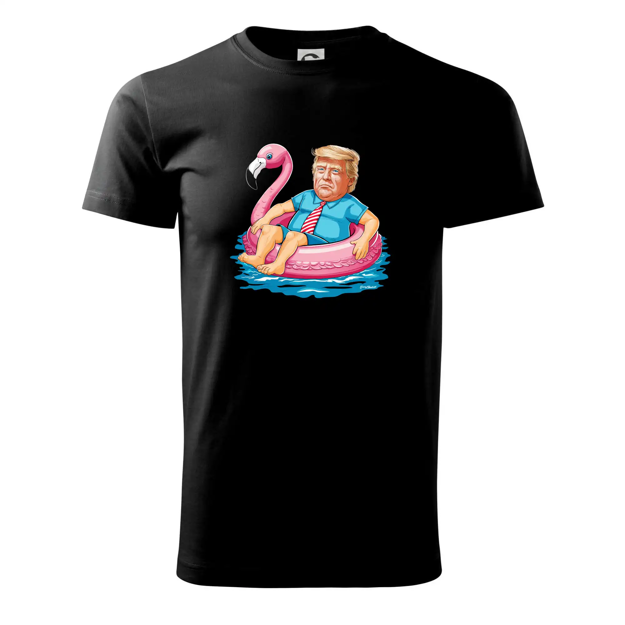 Politické tričká - Trump a plameniak - Tričko extra veľké  (5-8XL)
