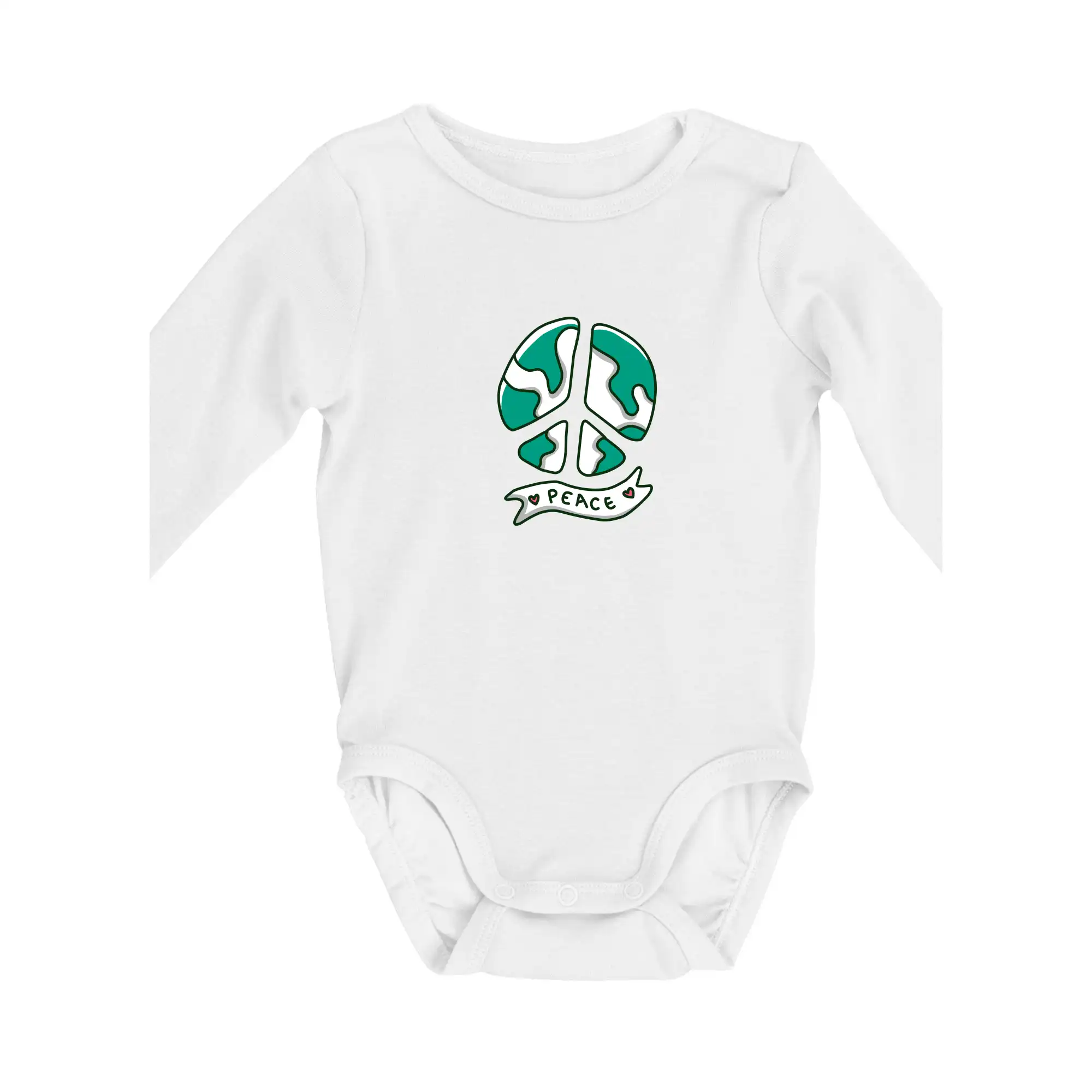 Tričká s vlajkou ukrajiny - Planéta - Peace symbol - Body dojčenské s dlhým rukávom