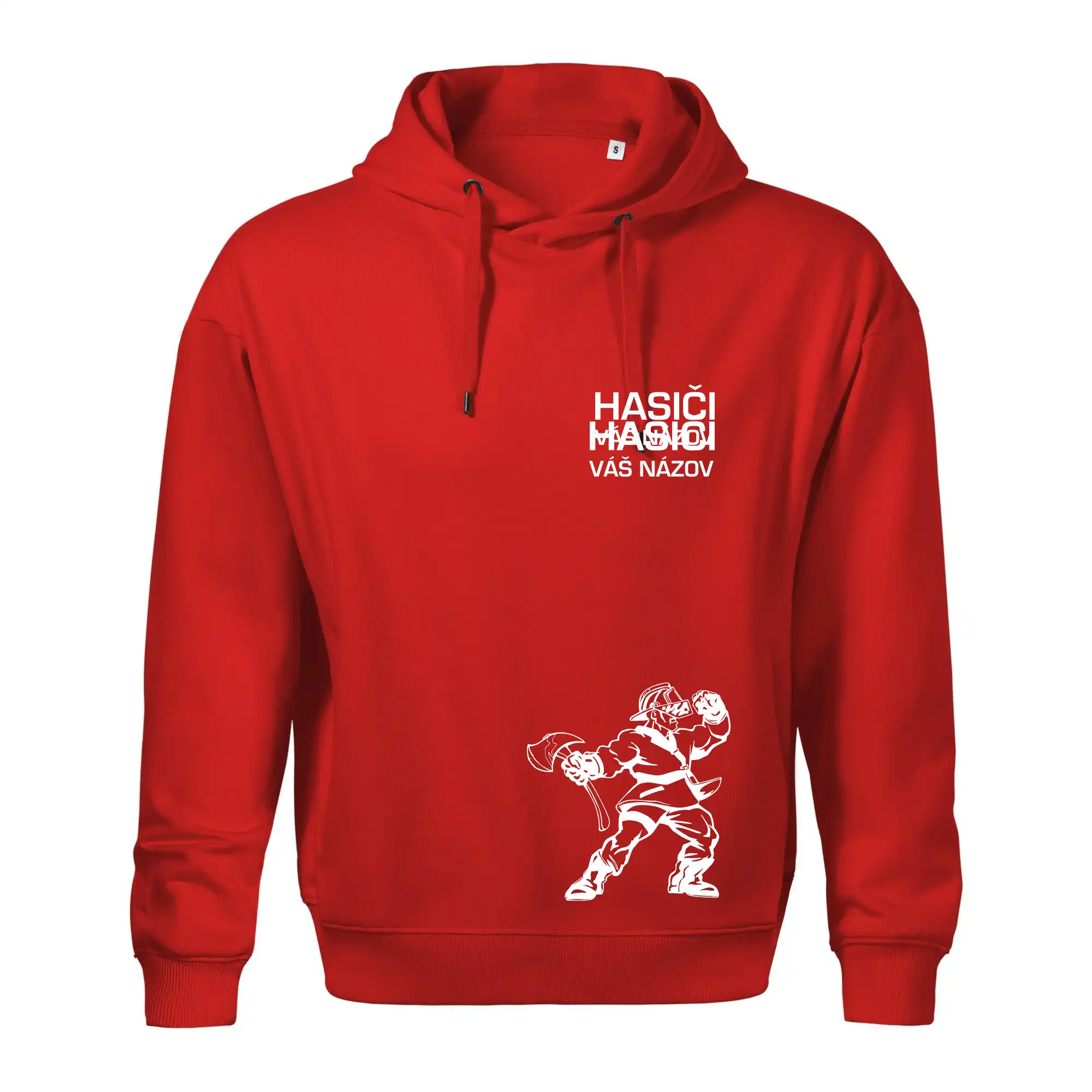 Originálne tričká pre hasičov - Hasič postava - vlastný názov - Oversized mikina pánska Moon - kratšia + širšia