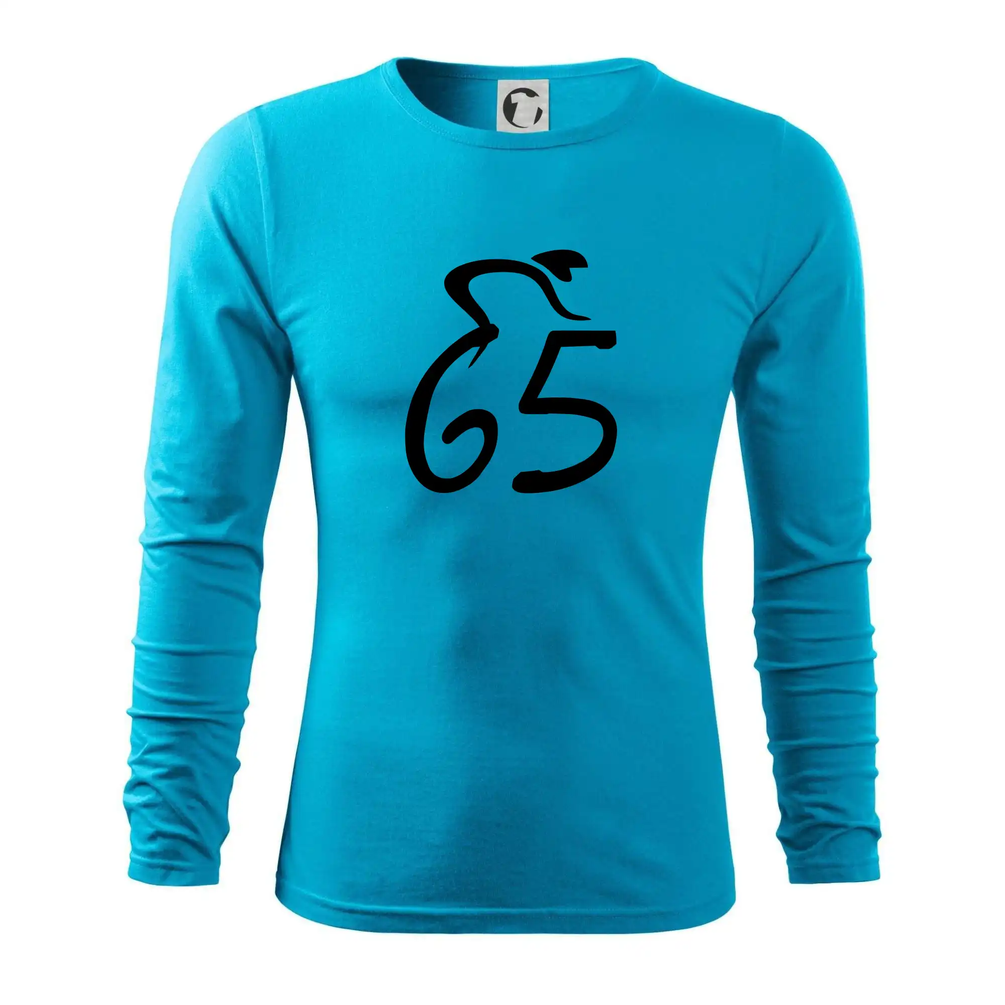 Tričko ako darček pre cyklistu - Cyklista oslavuje šesťdesiatpäťku (65) - Tričko s dlhým rukávom FIT-T long sleeve