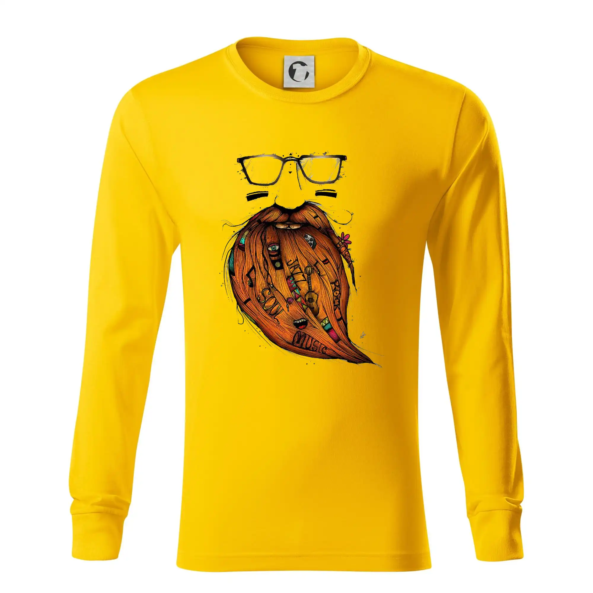 Tričká s fúzikmi - Mustache music - Tričko s dlhým rukávom LS R05