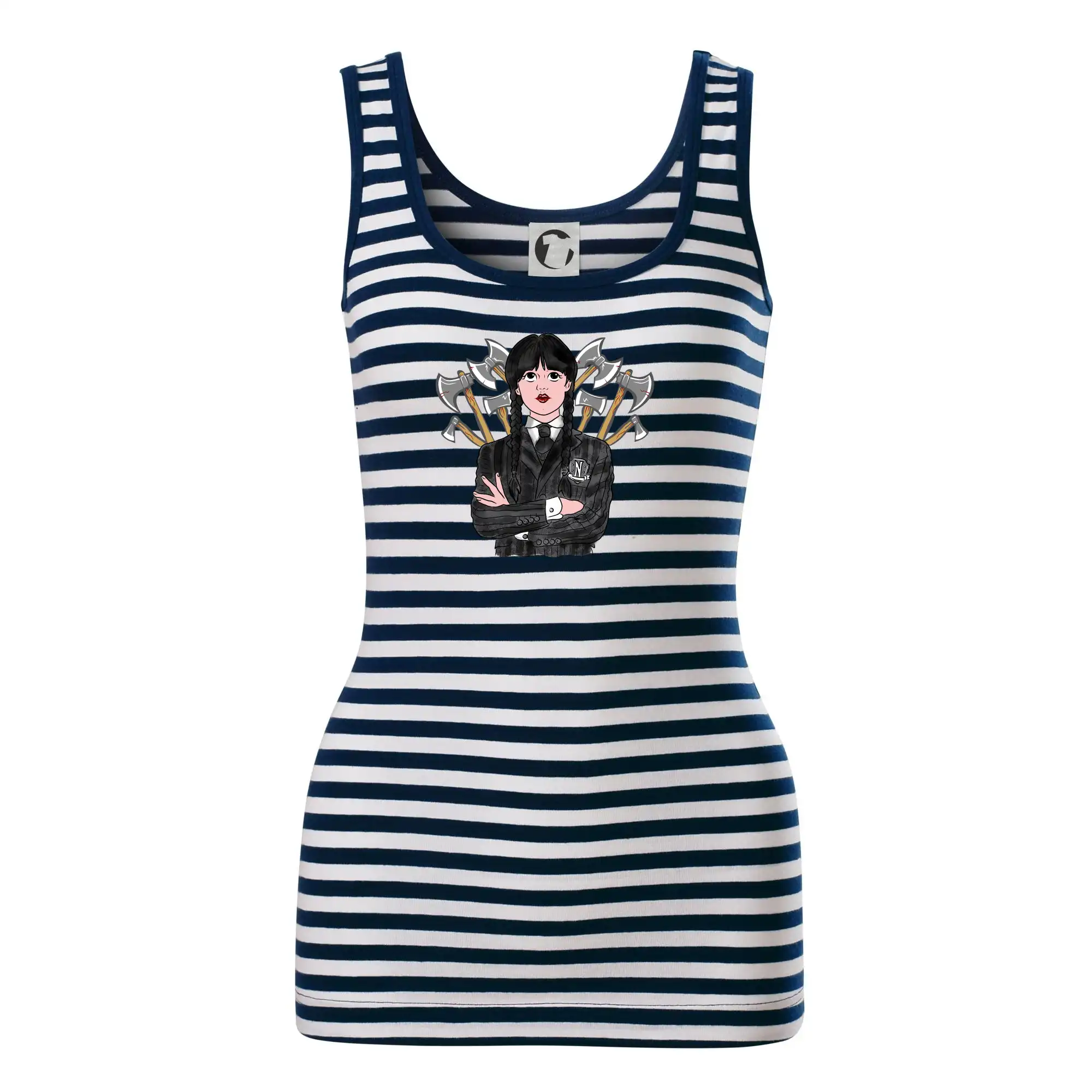 Grafické tričká - Sekery - holka v čiernom (Pecka design) - Sailor tielko na vodu
