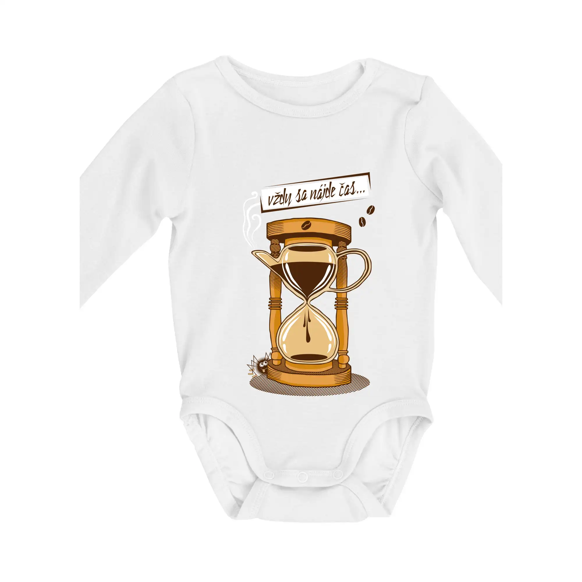 Motívy pre baristu a milovníkov kávy - Vždy sa nájde čas na kávu (Pecka design) - Body dojčenské s dlhým rukávom