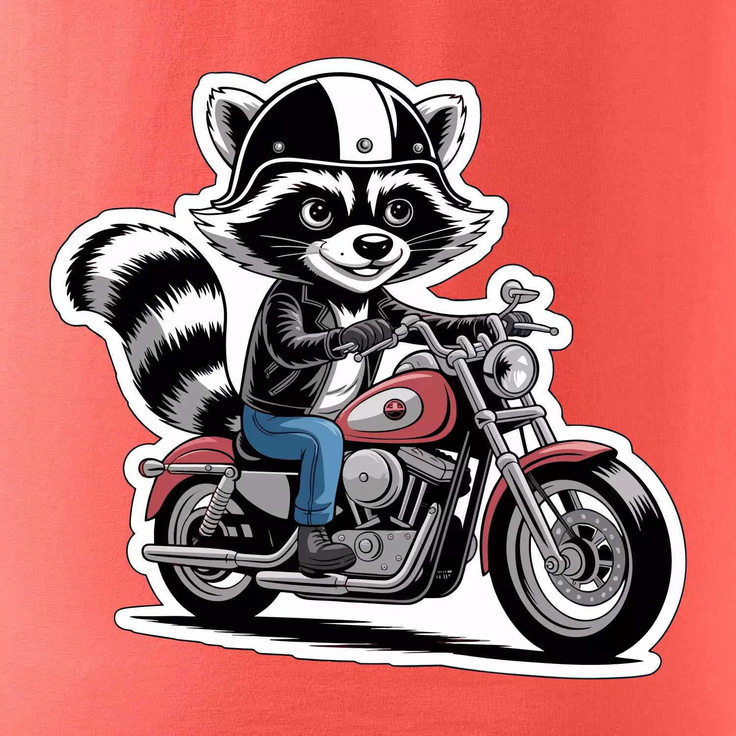 Mýval na motorce kreslený