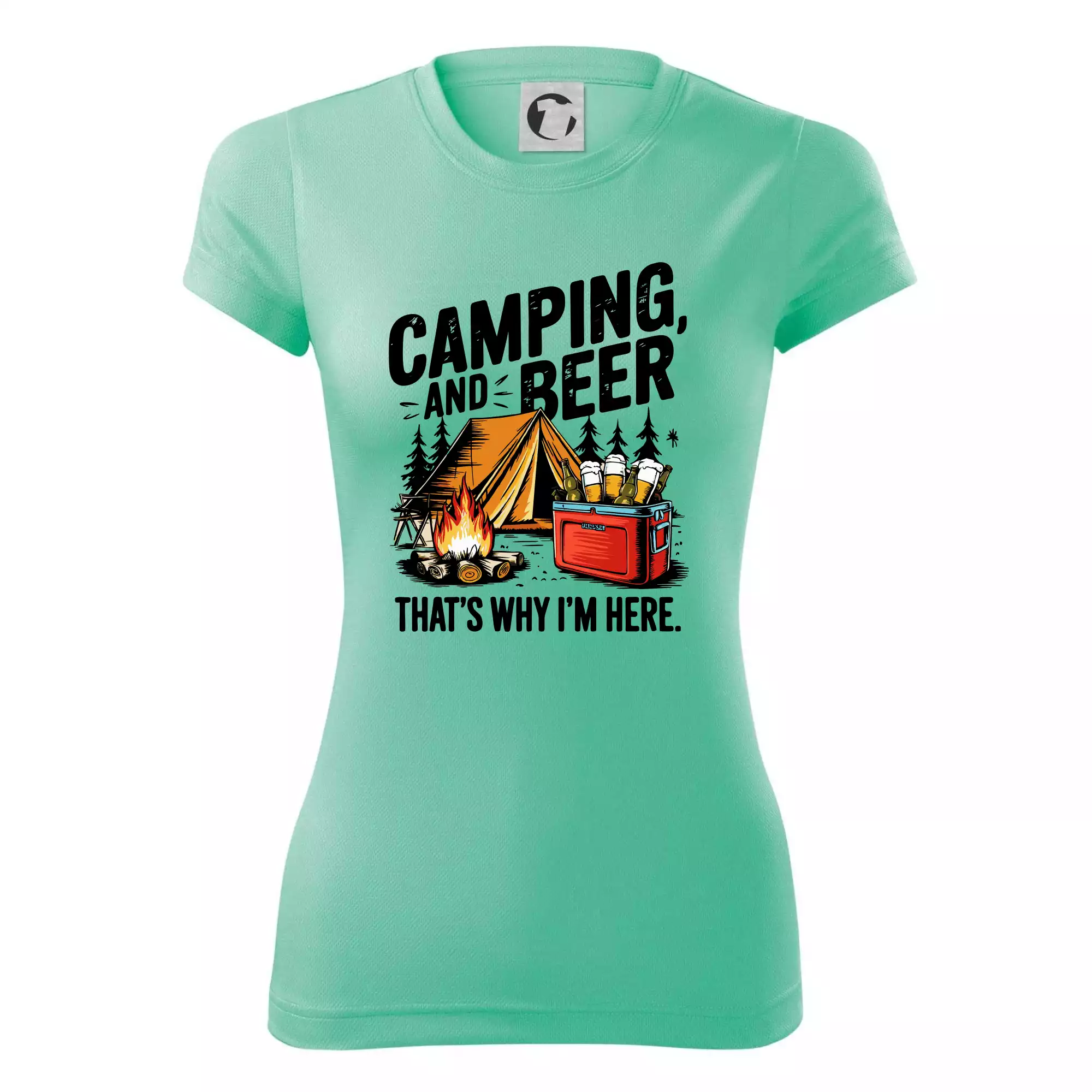 Černý nápis nápis Camping and beer