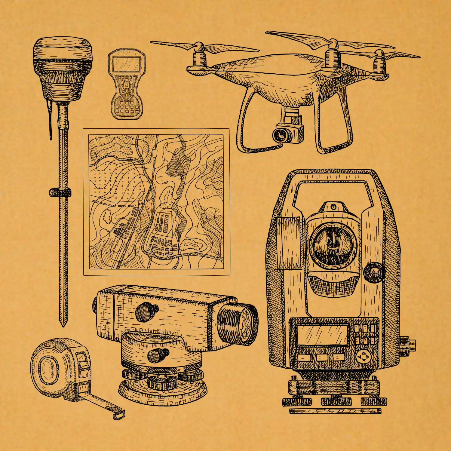 Geodet teodolit dron