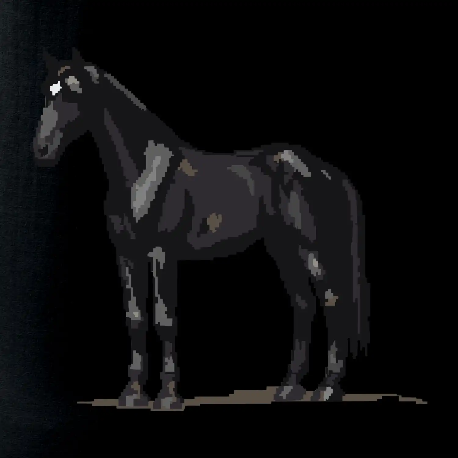 Černý kůň pixel