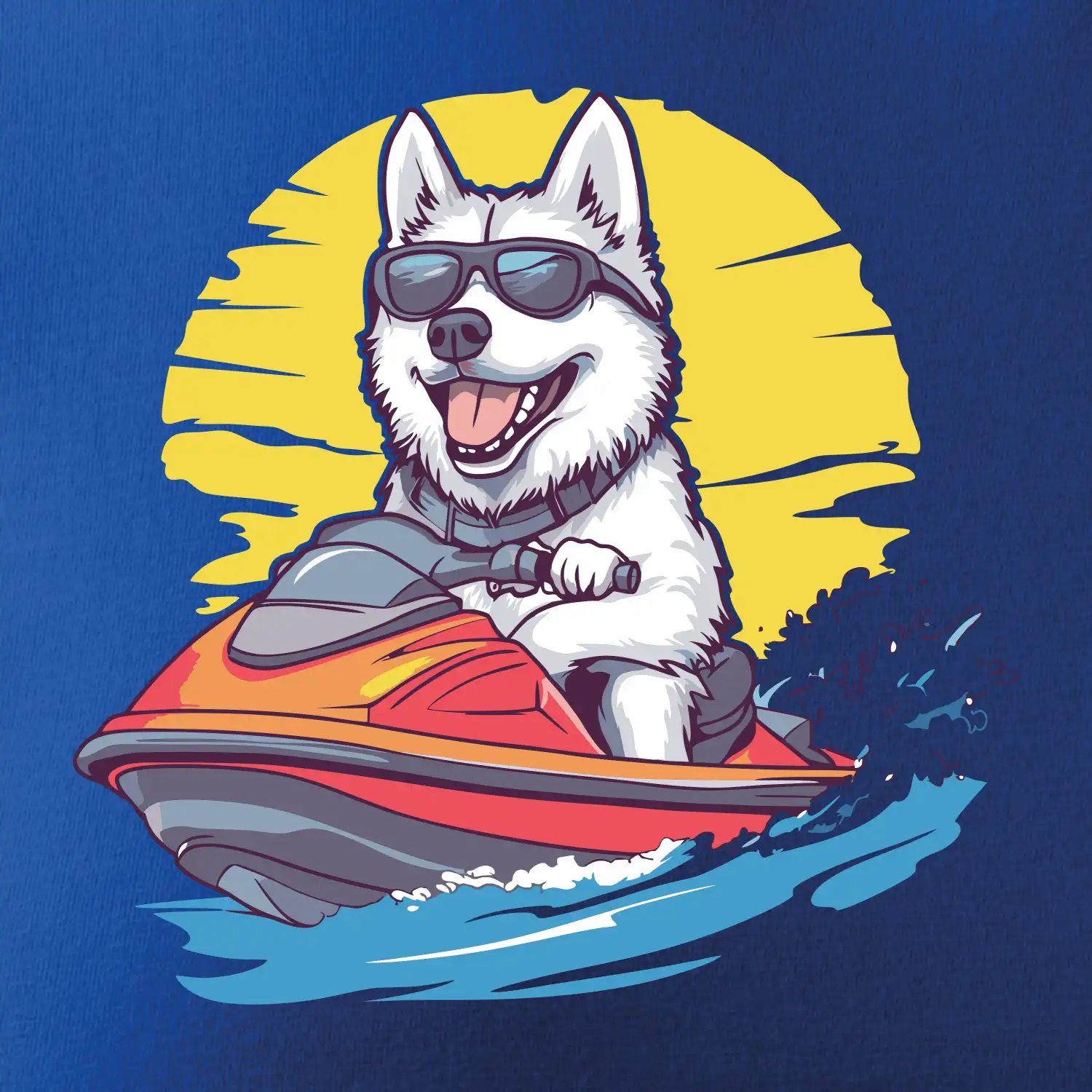 Husky na vodním skútru