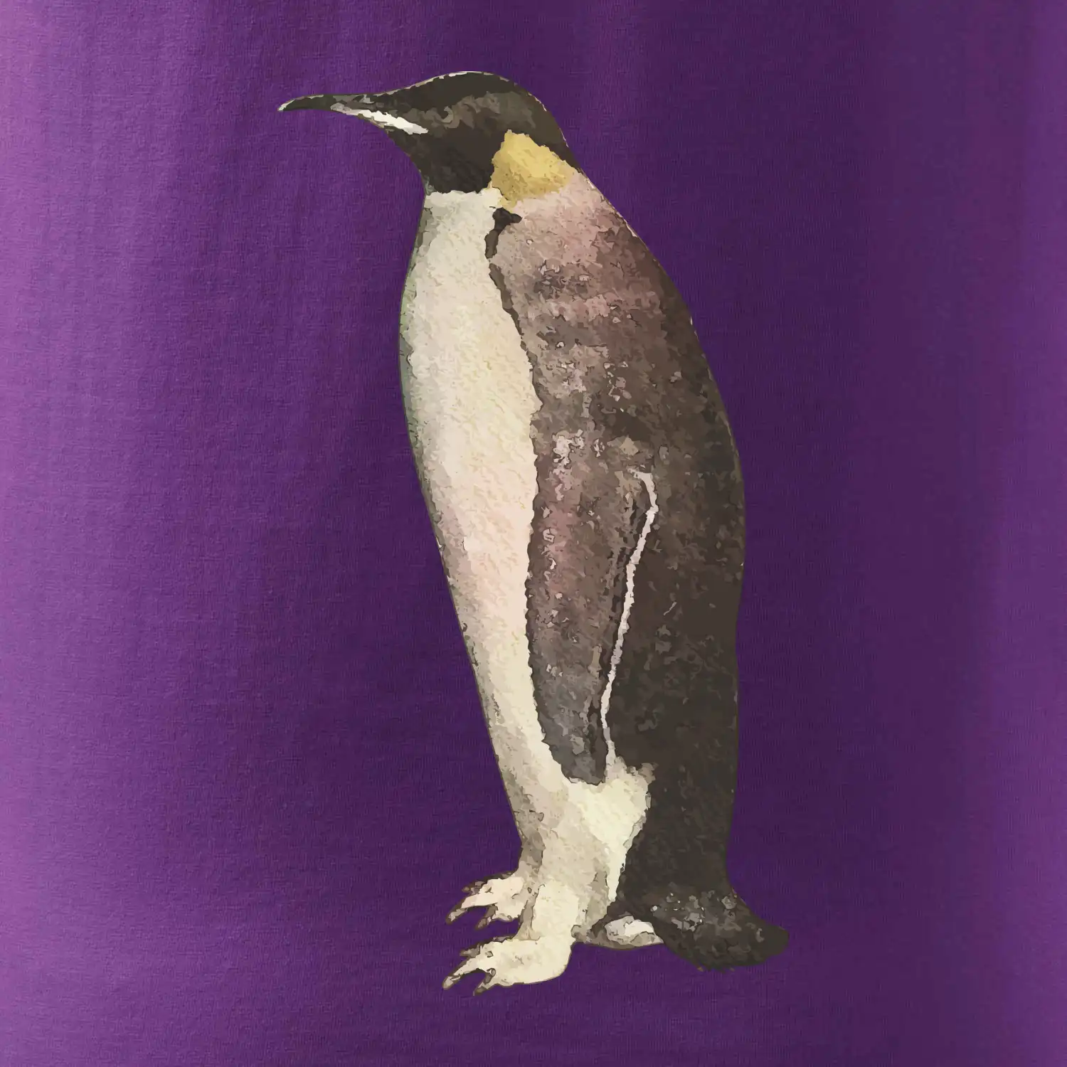 Tučňák kreslený vodovými barvami