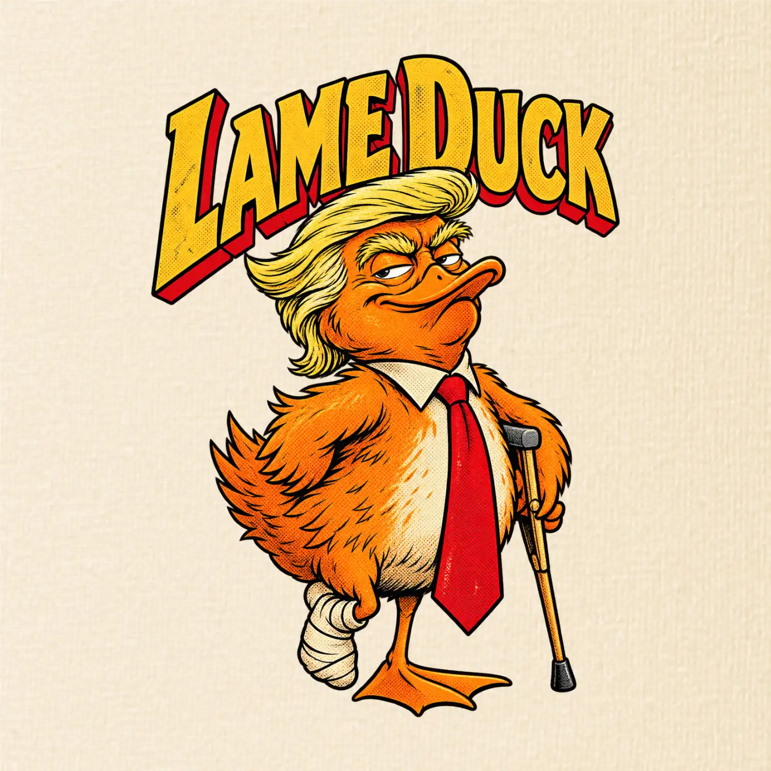 Trump jako kulhající kachna retro komiks