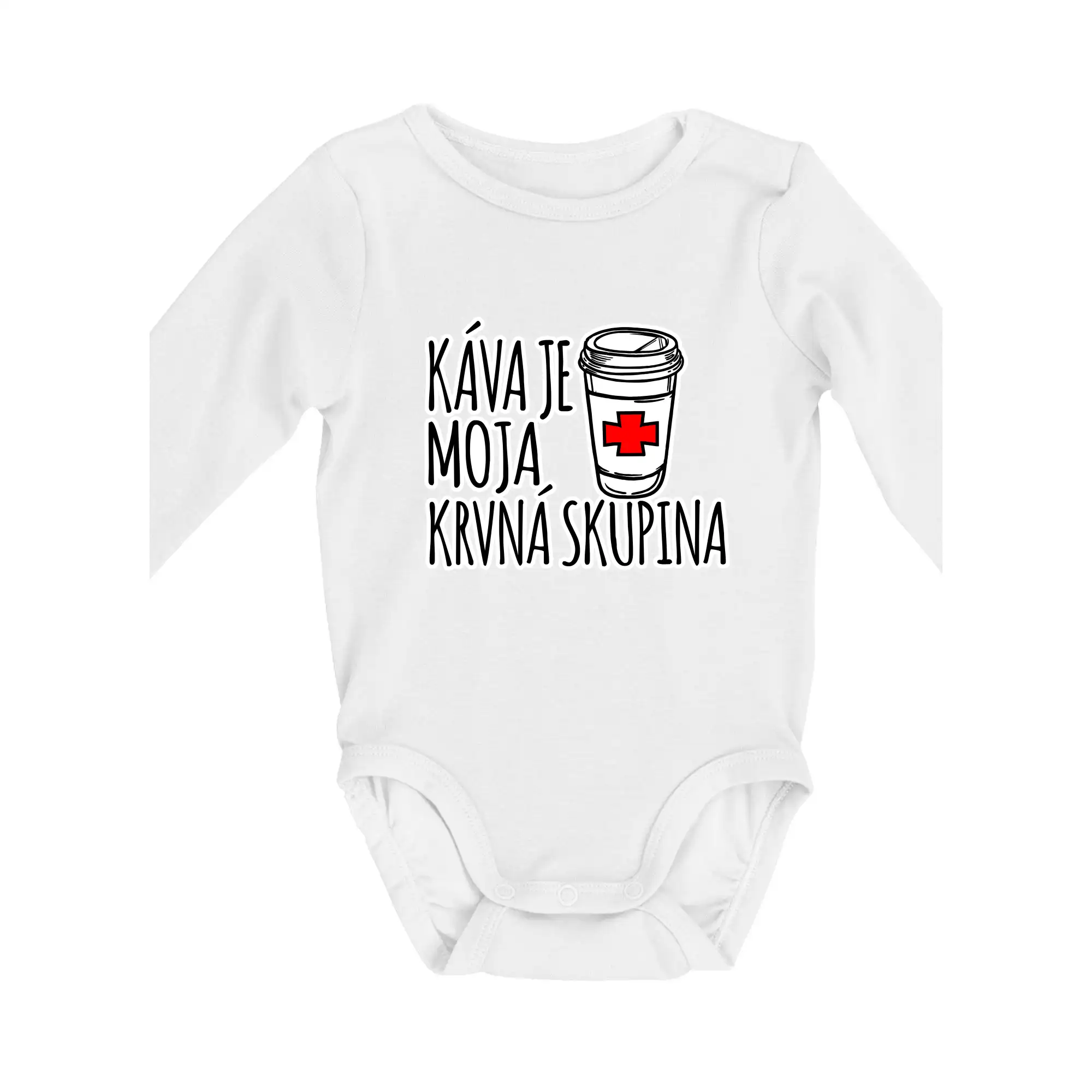 Motívy pre baristu a milovníkov kávy - Káva je moja krvná skupina - Body dojčenské s dlhým rukávom