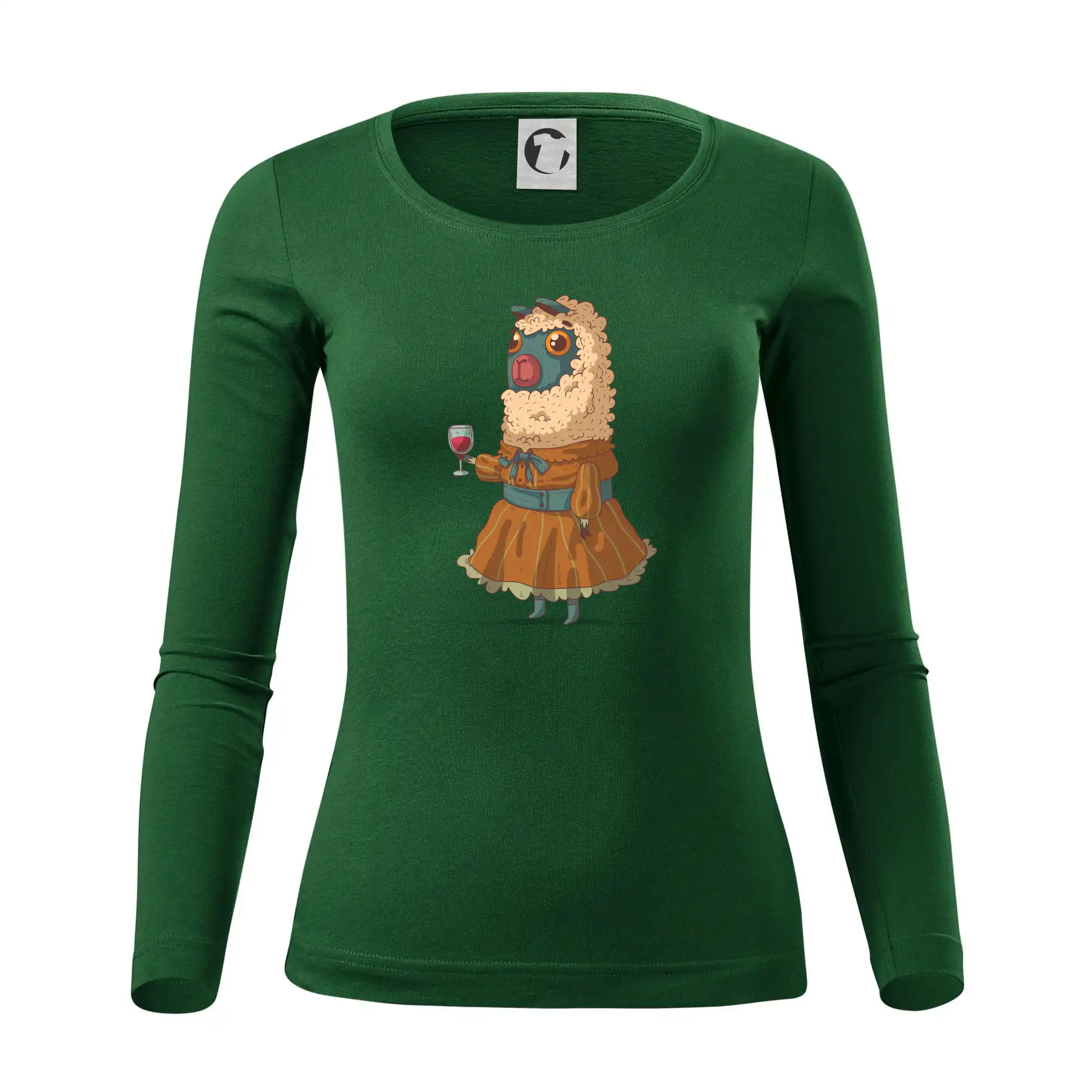 Alpaka s vínem žena