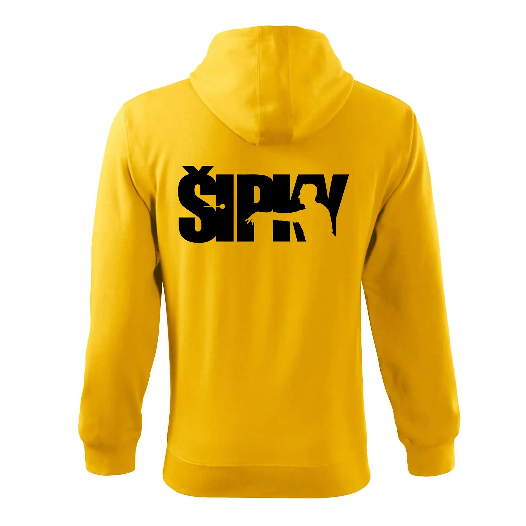 Šipky - nápis se šipkařem