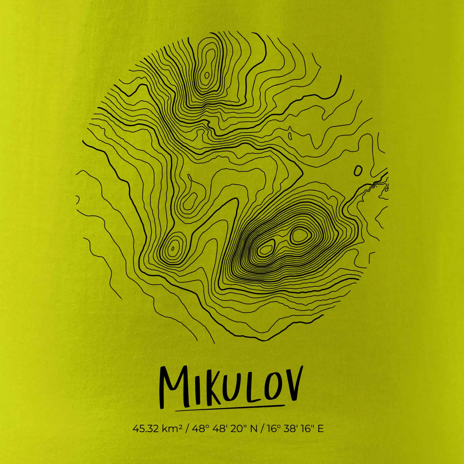 Mikulov - vrstevnice v kruhu