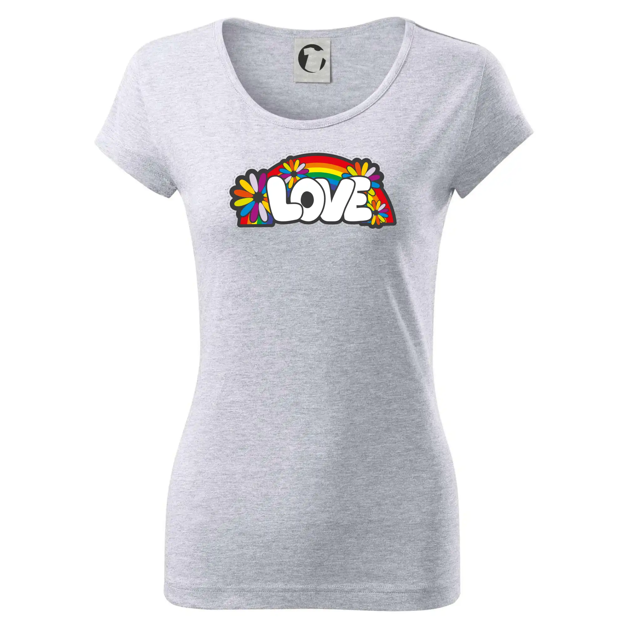 Tričká pre pohodový ľudí - Love s dúhou v pozadí - Dámske tričko Pure