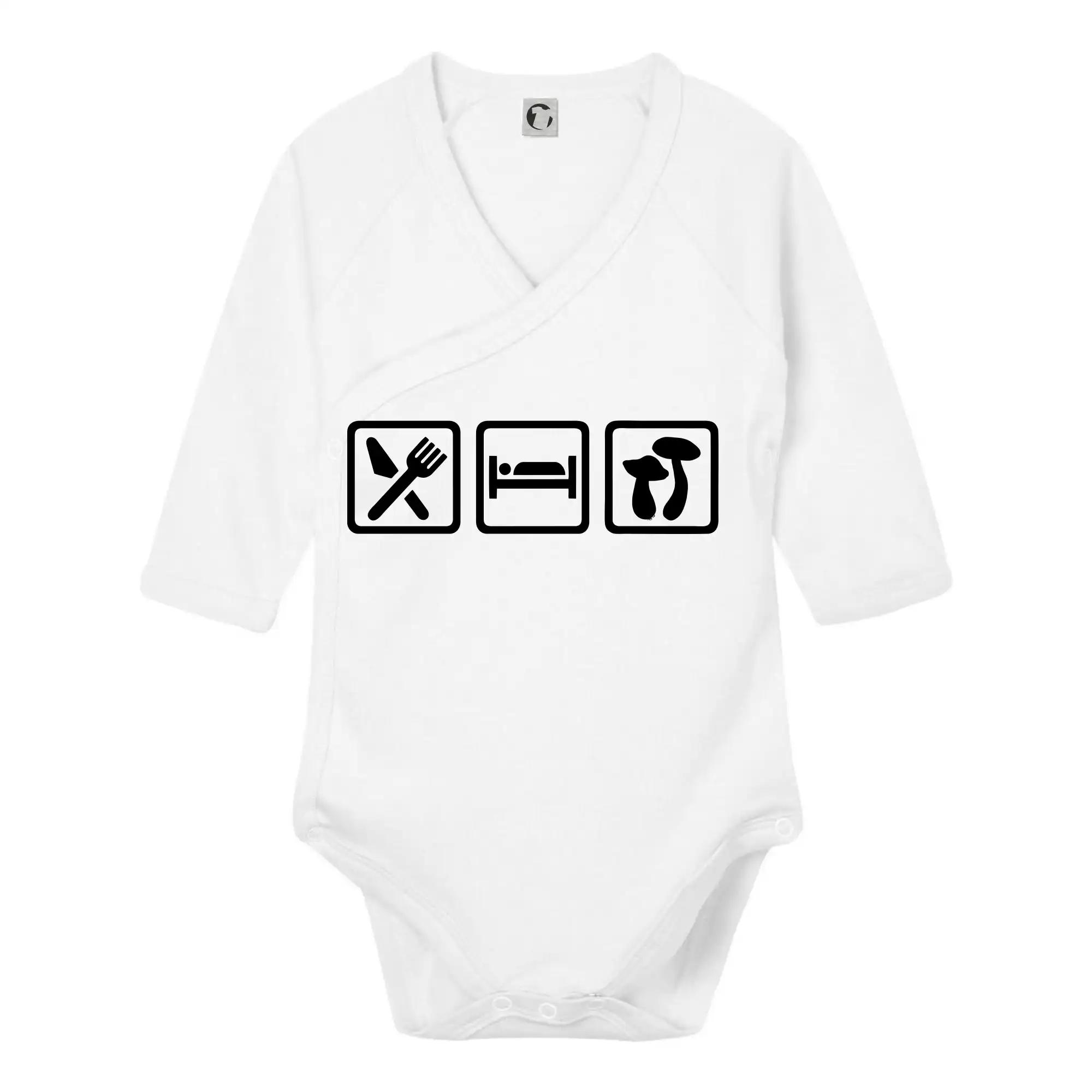 Tričká na chalupu - Eat Sleep Hubárčenie - Body zavinovacie s dlhým rukávom