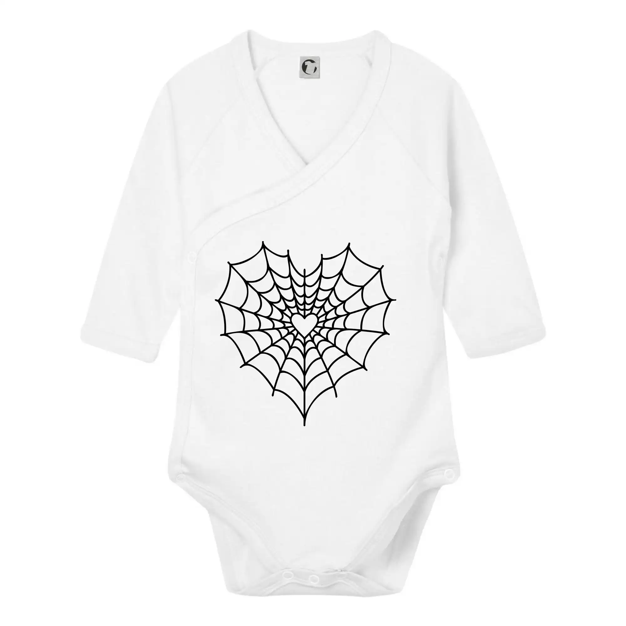 Grafické tričká - Pavučina - srdce - Body zavinovacie s dlhým rukávom