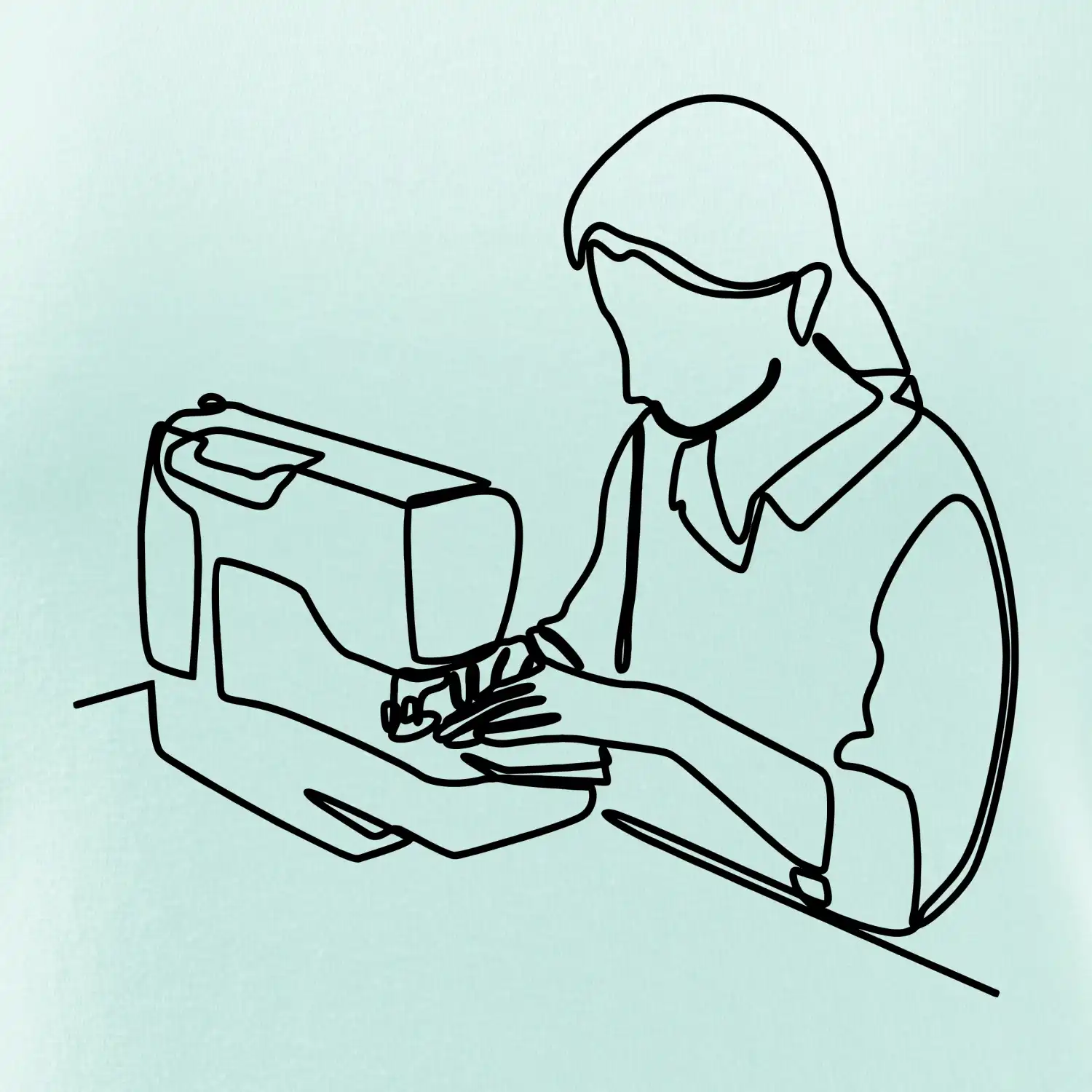 Švadlena a šicí stroj jedním tahem