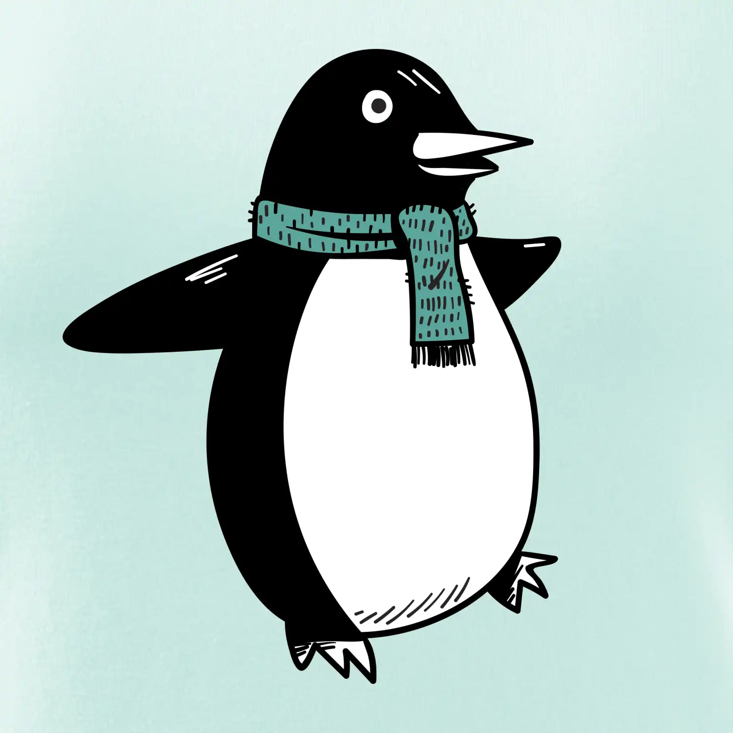 Tučňák se zelenou šálou