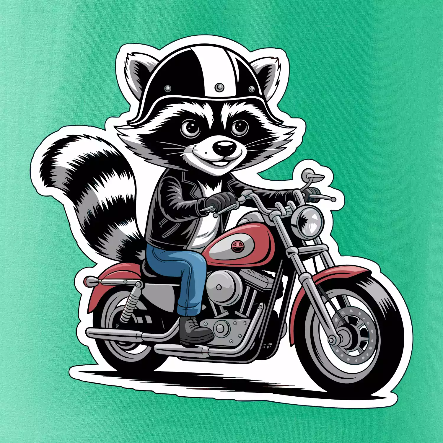 Mýval na motorce kreslený