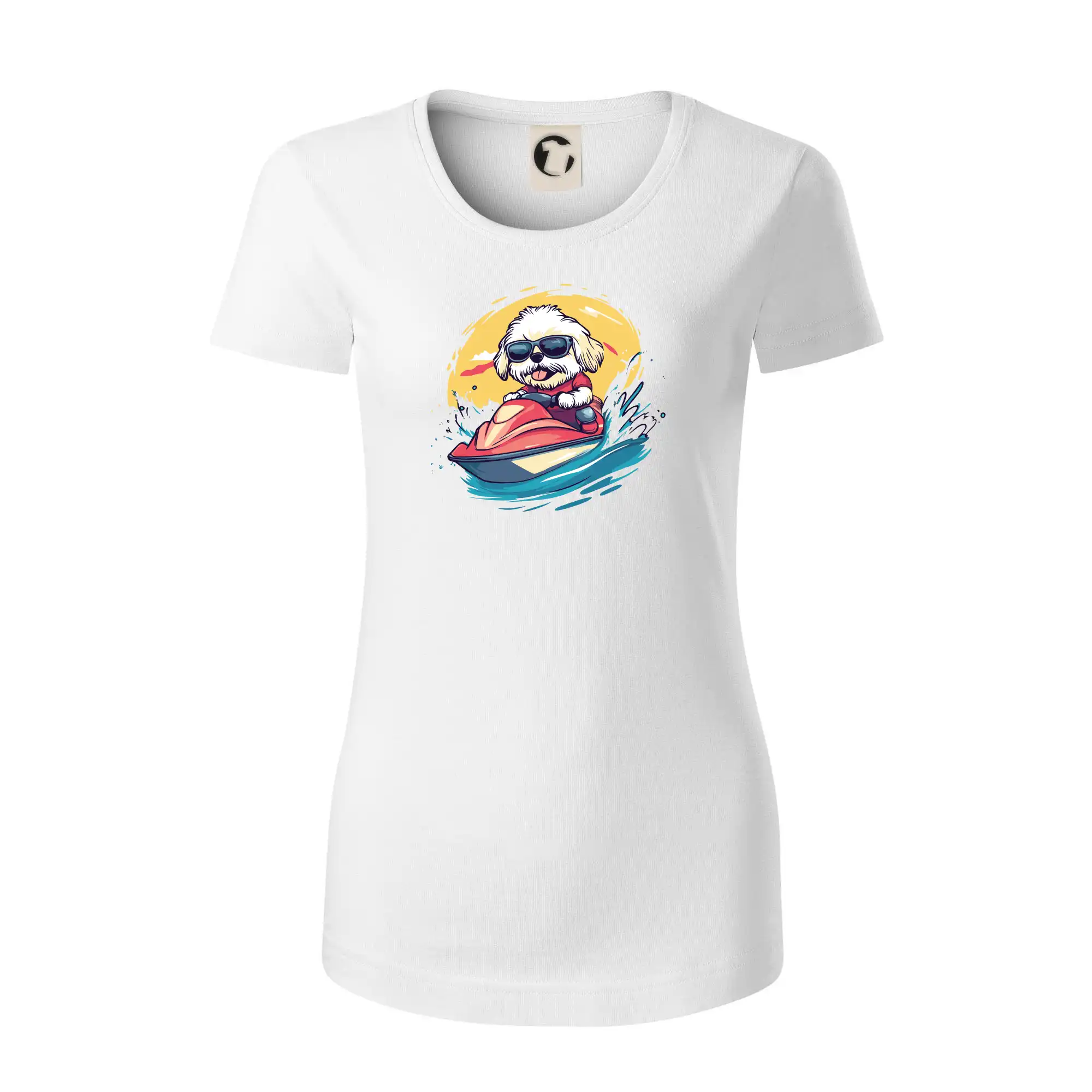 Lhasa Apso na vodním skútru