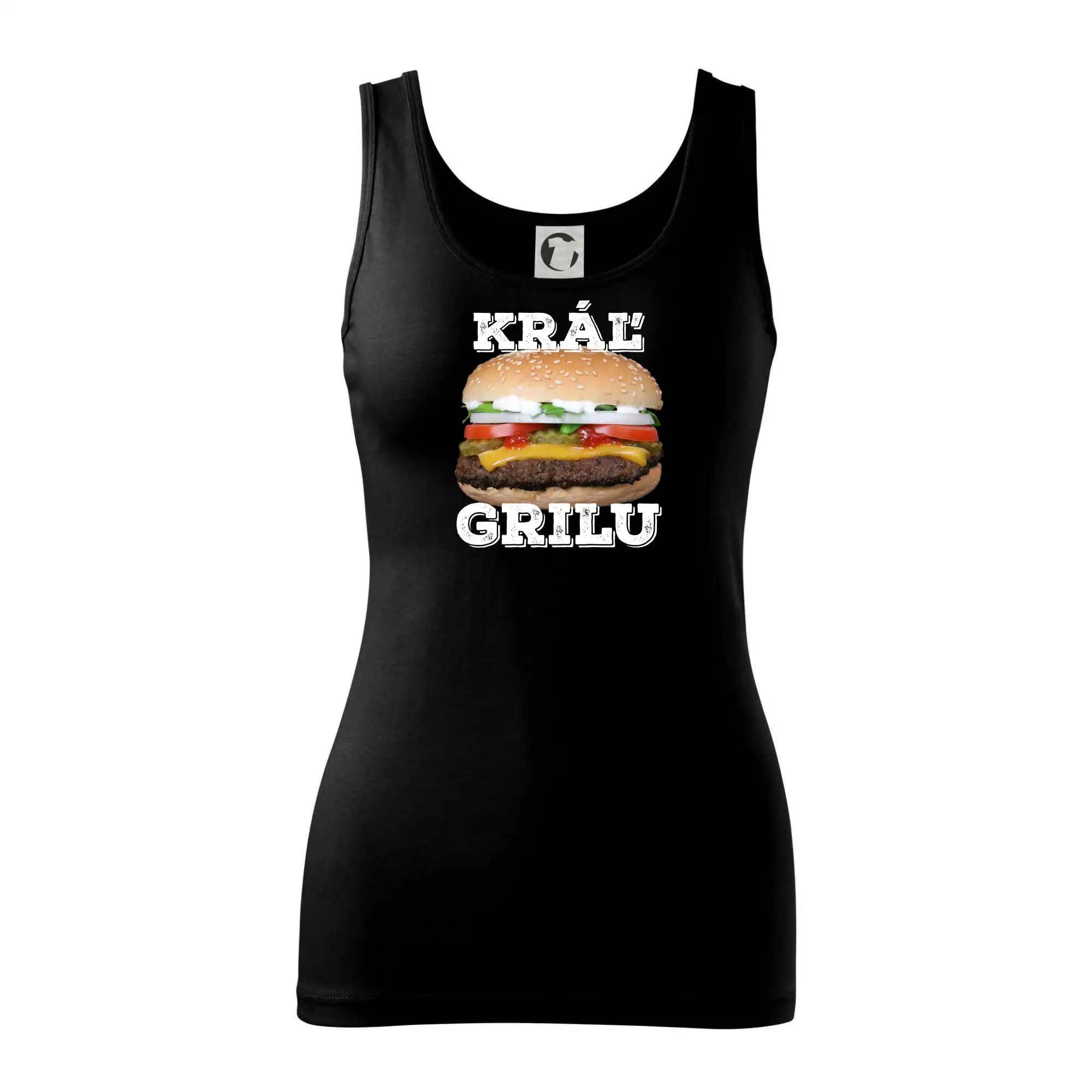 Tričká a zástery na grilovanie - Kráľ grilu hamburger - Dámske tielko