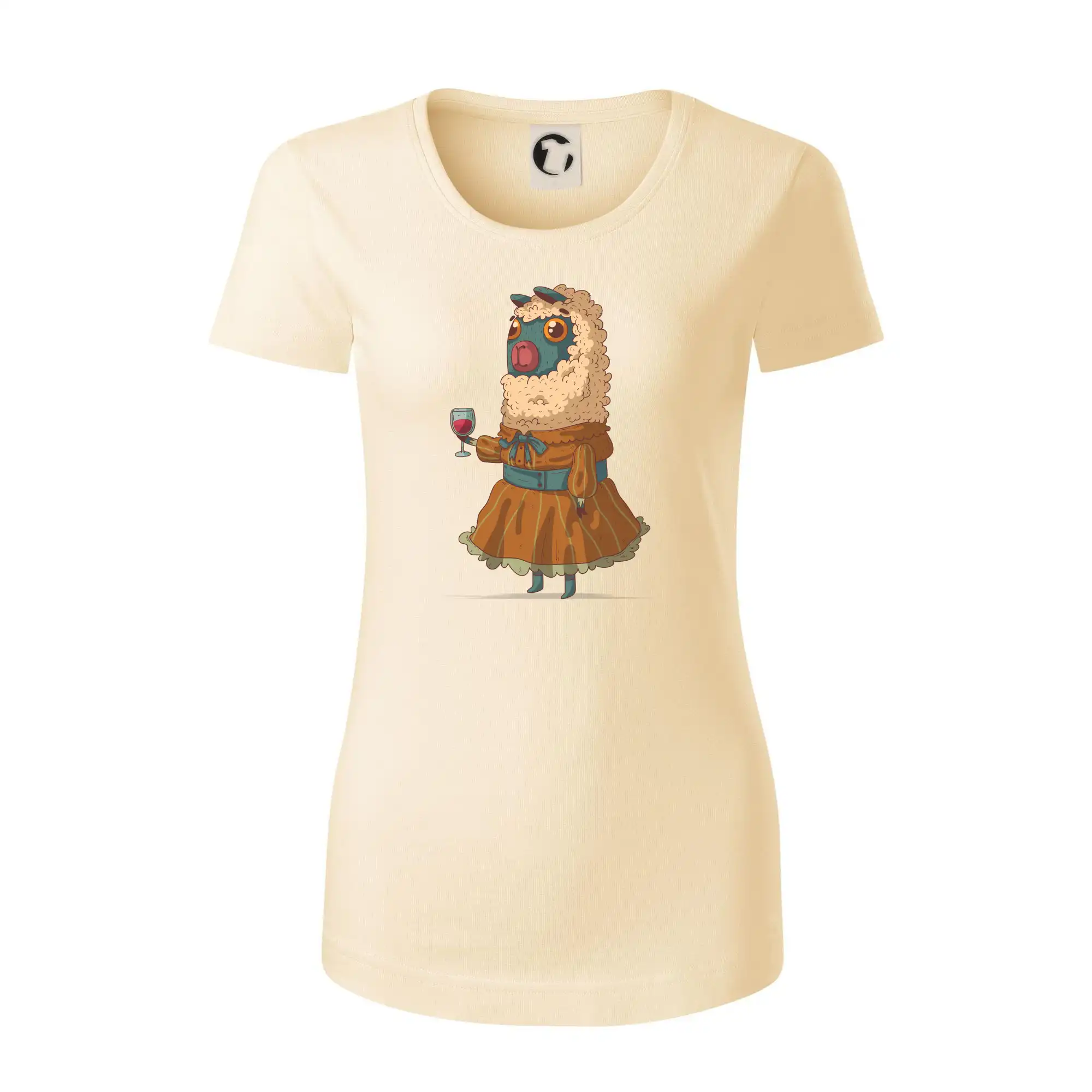 Alpaka s vínem žena