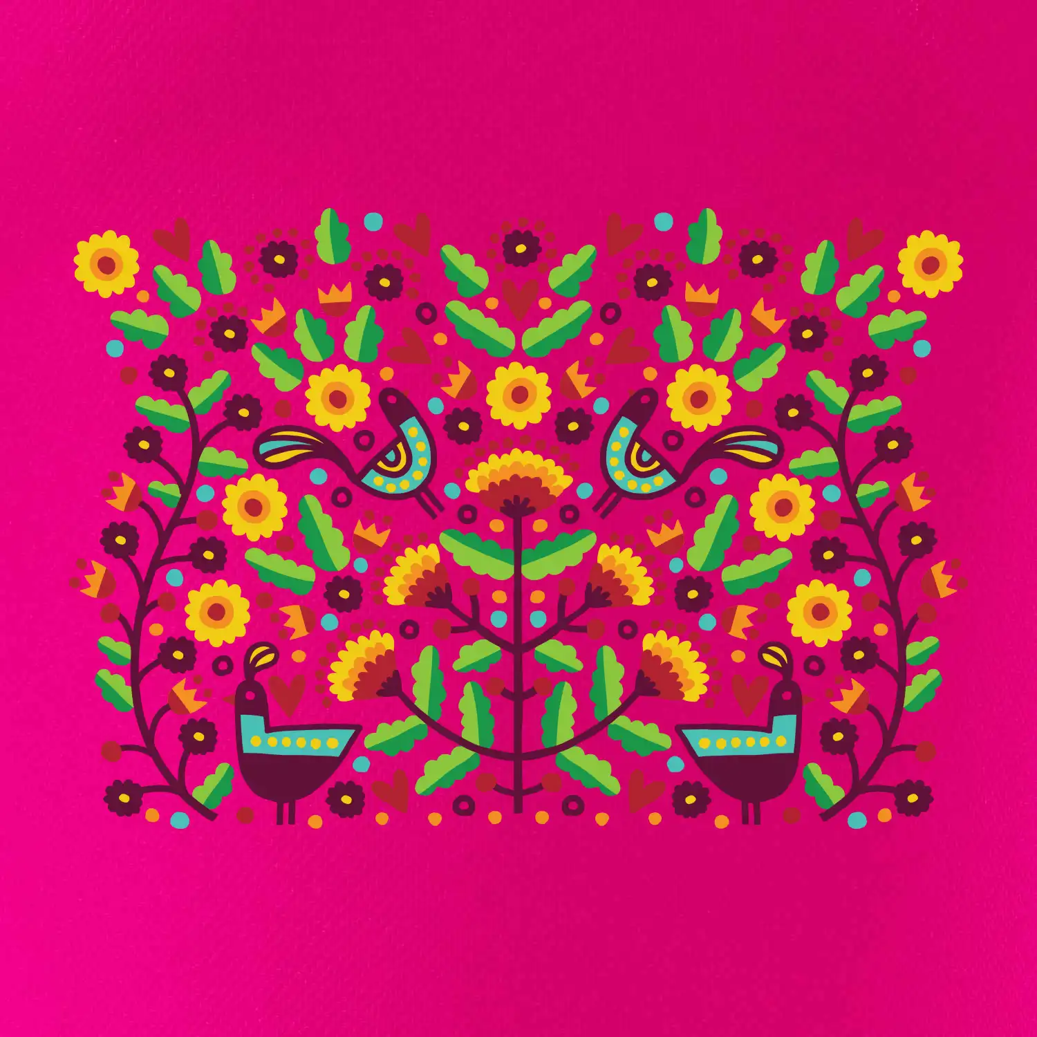 Folklor - barevně kvetiny obdélník