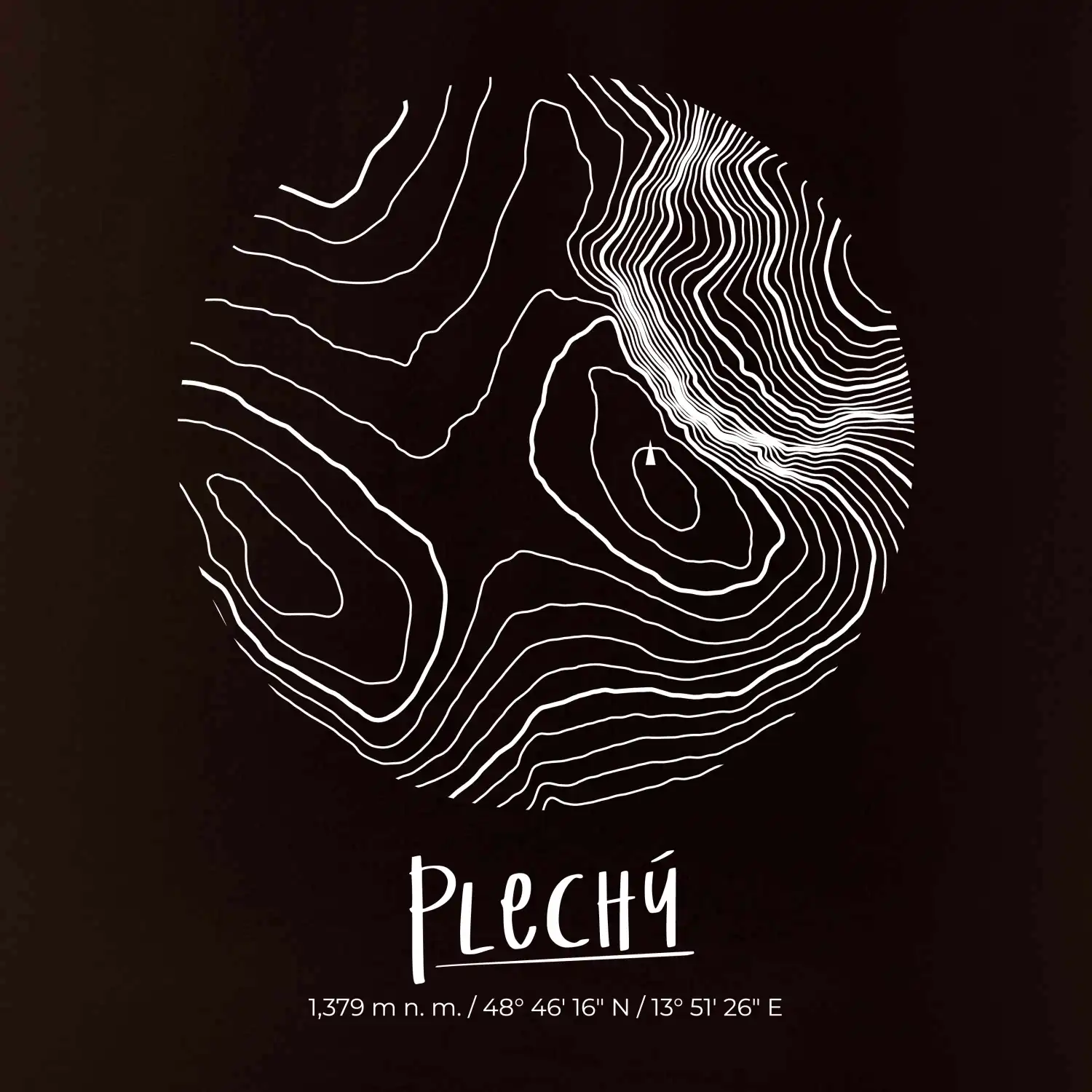 Plechý - vrstevnice v kruhu