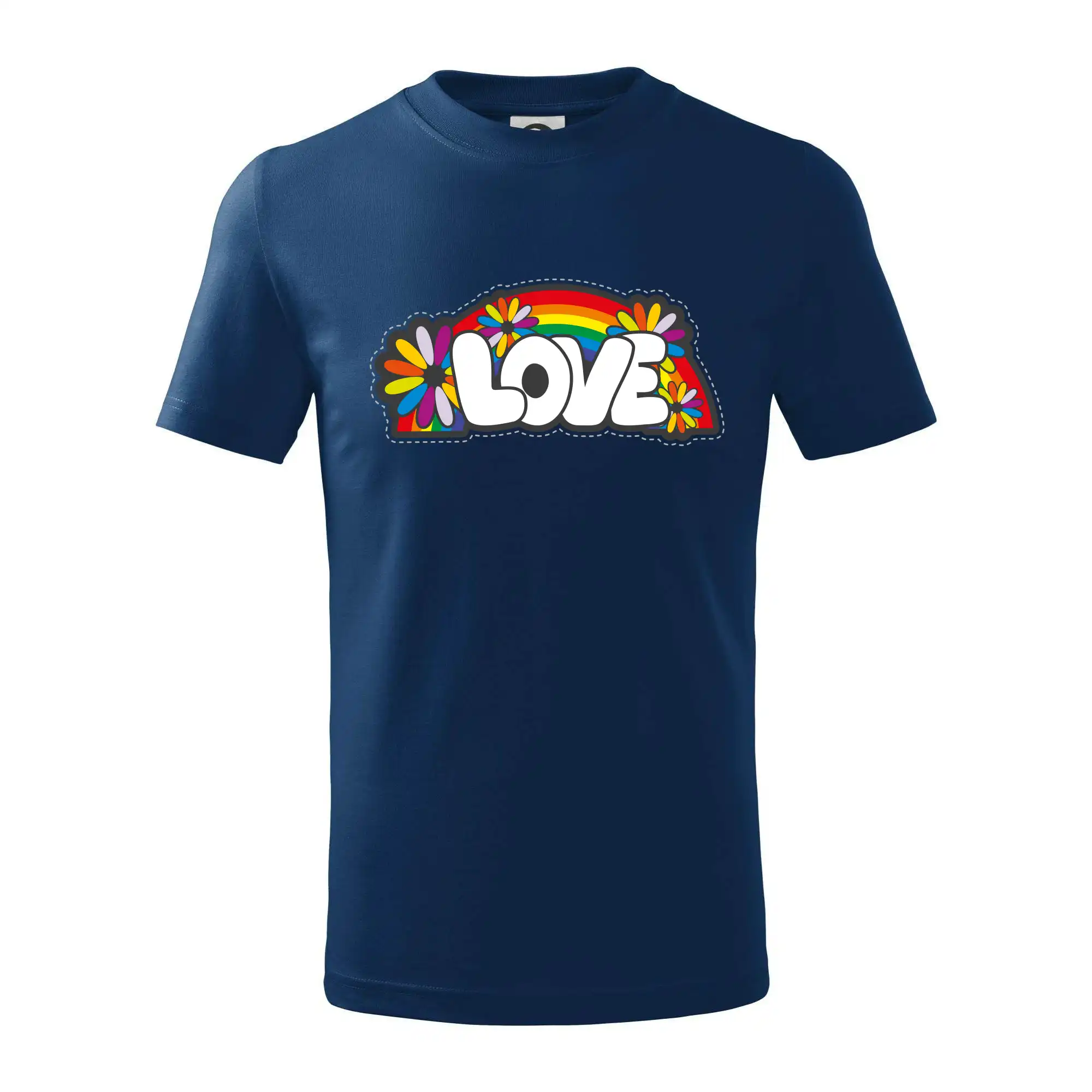 Tričká pre pohodový ľudí - Love s dúhou v pozadí - Tričko detské bavlnené