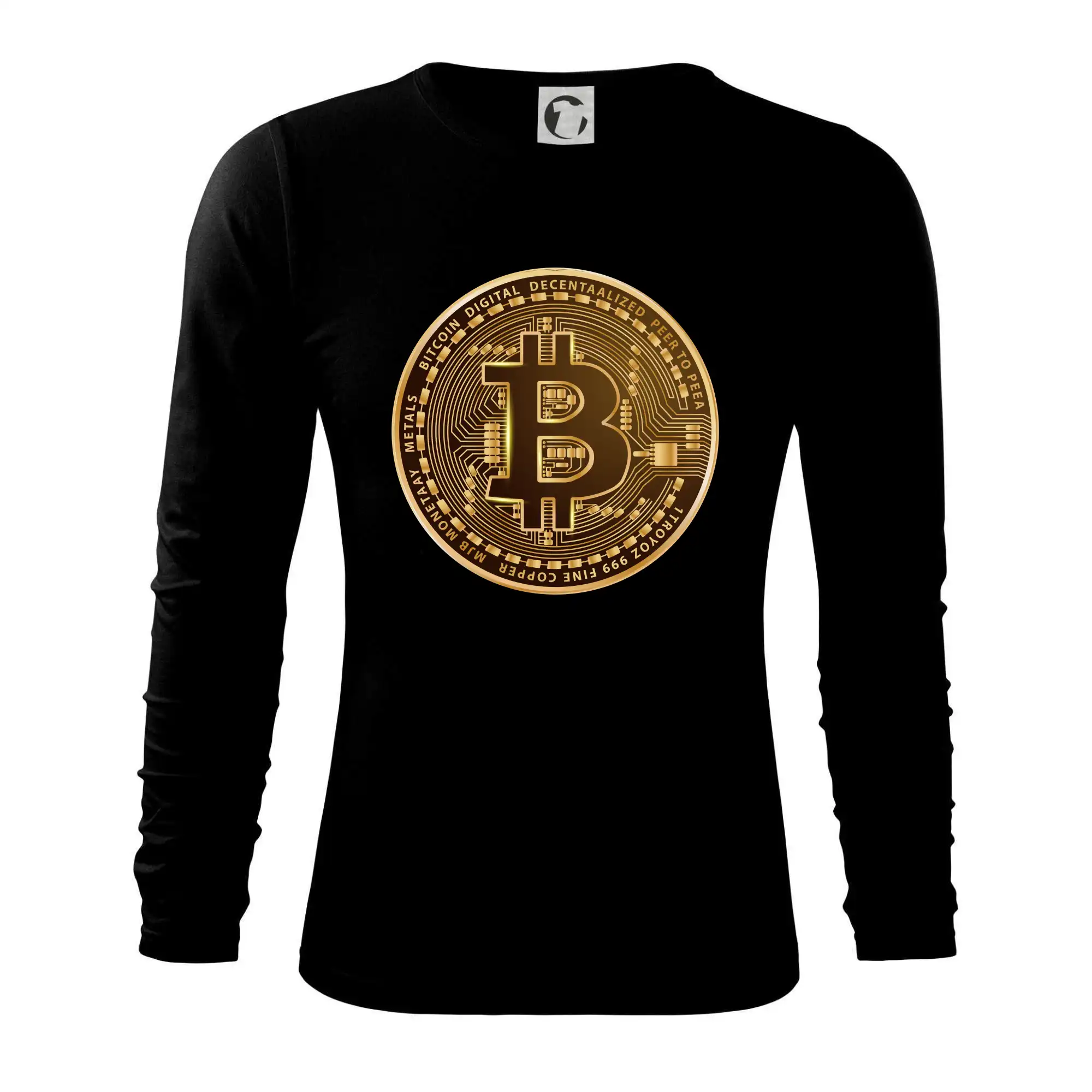 Bitcoin zlatá minca guľatá - Tričko s dlhým rukávom FIT-T long sleeve